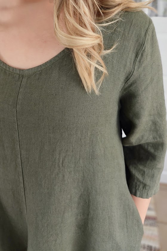 Diana pellavamekko, khakivihreä - Image 4