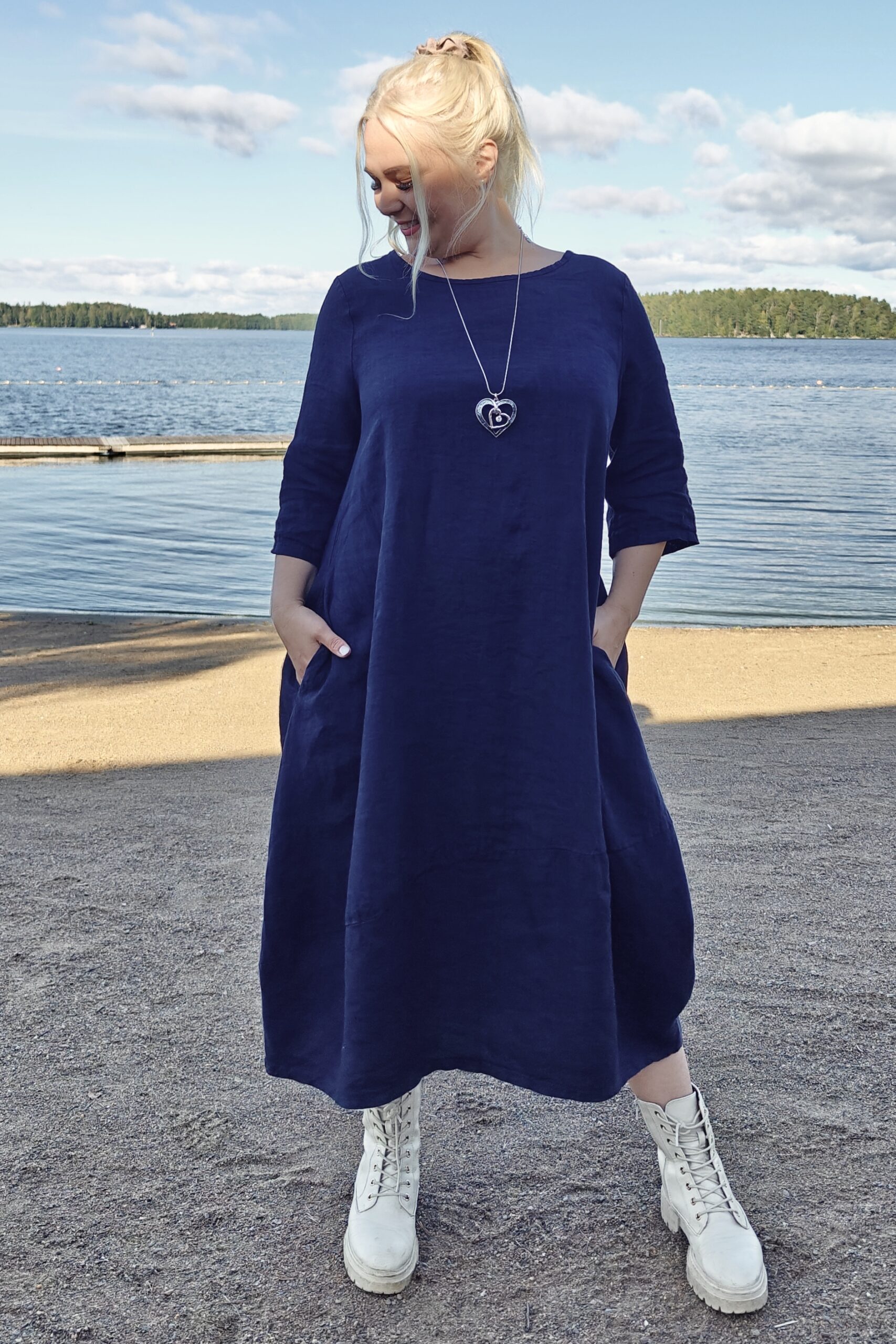 Seela pellavamekko, tummansininen - Image 3