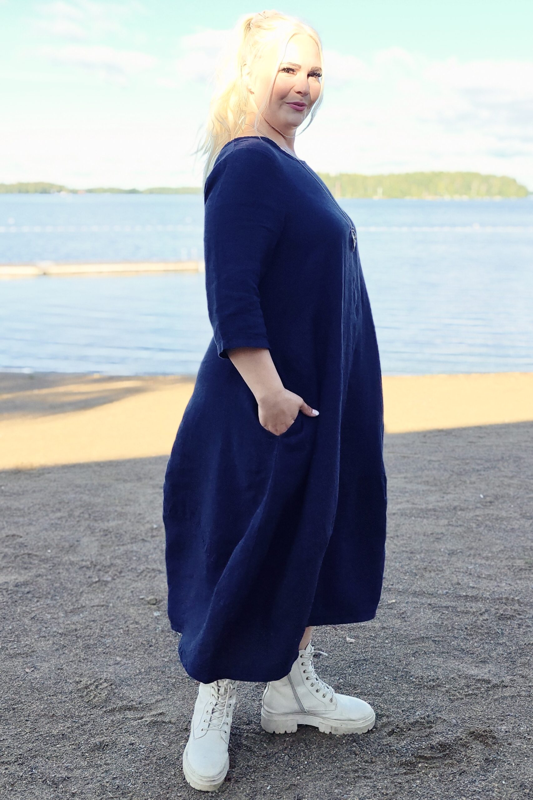 Seela pellavamekko, tummansininen - Image 4