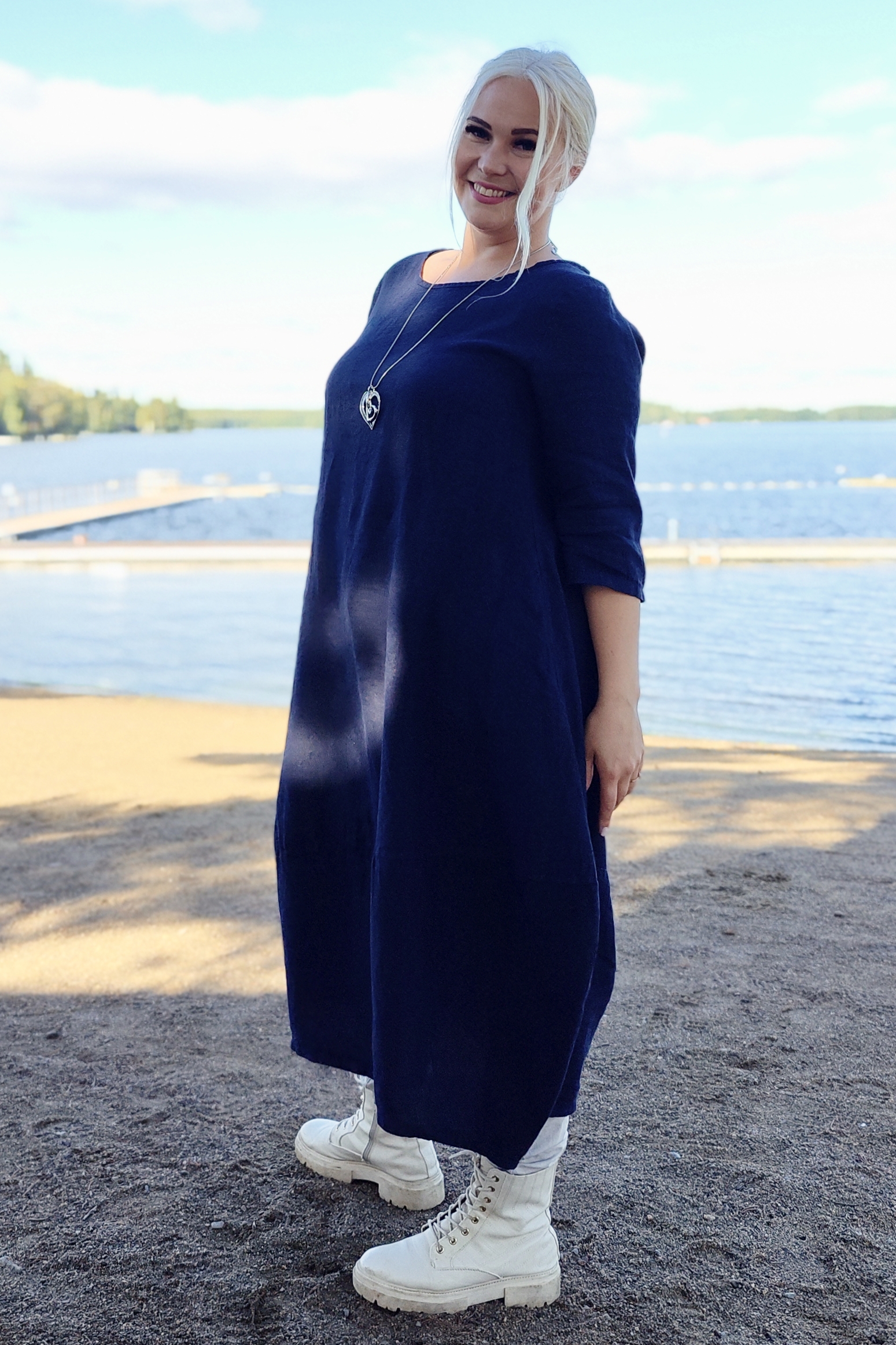 Seela pellavamekko, tummansininen - Image 5