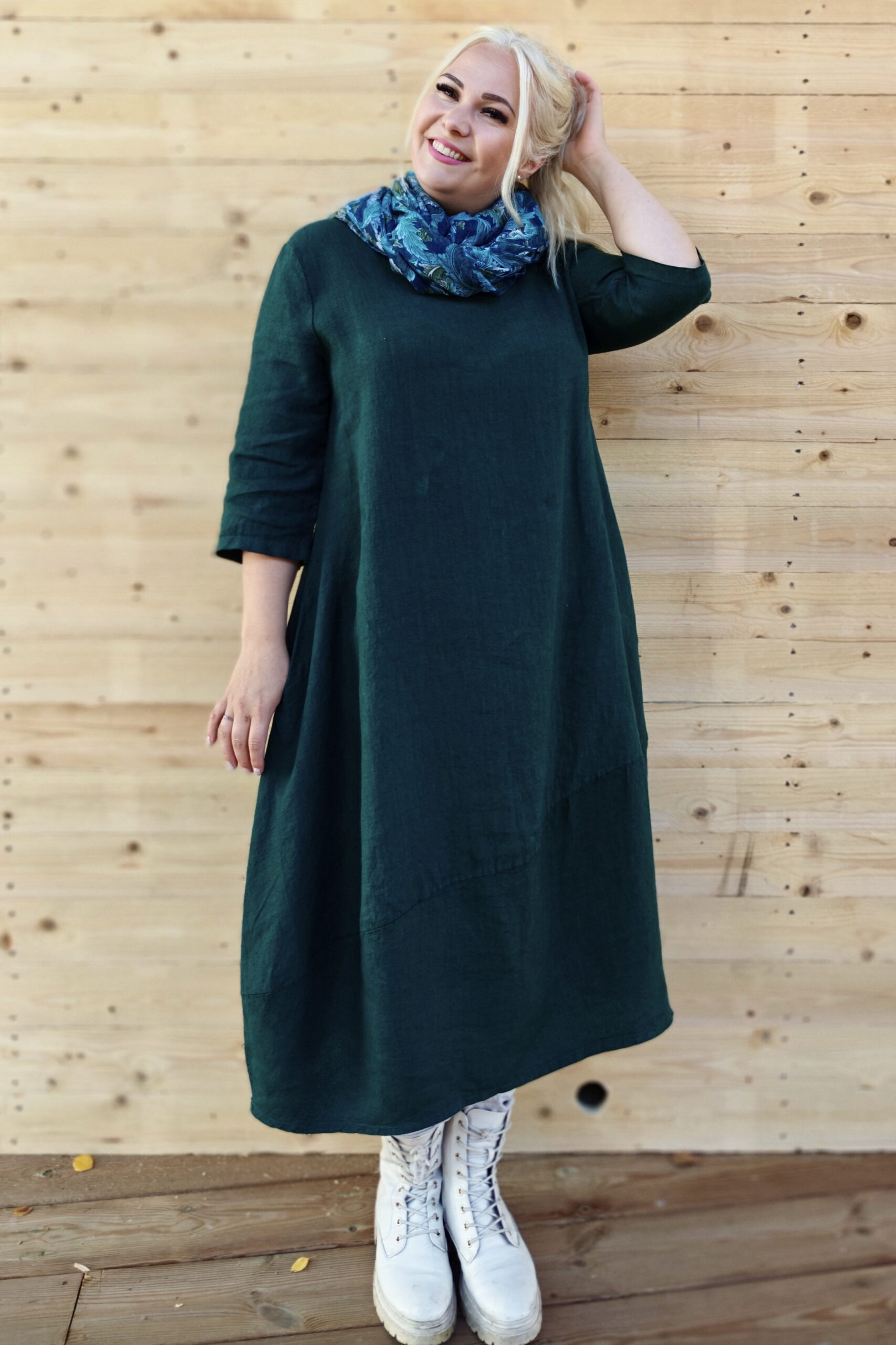 Pellavatehdas Seela Pellavamekko tummanvihreä