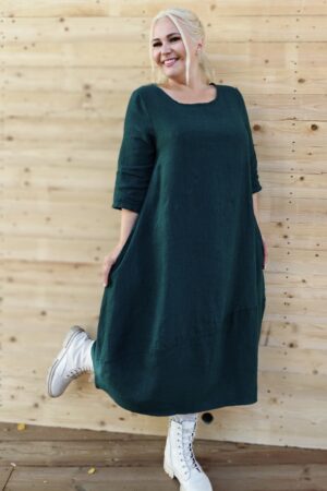 Pellavatehdas Seela Pellavamekko tummanvihreä