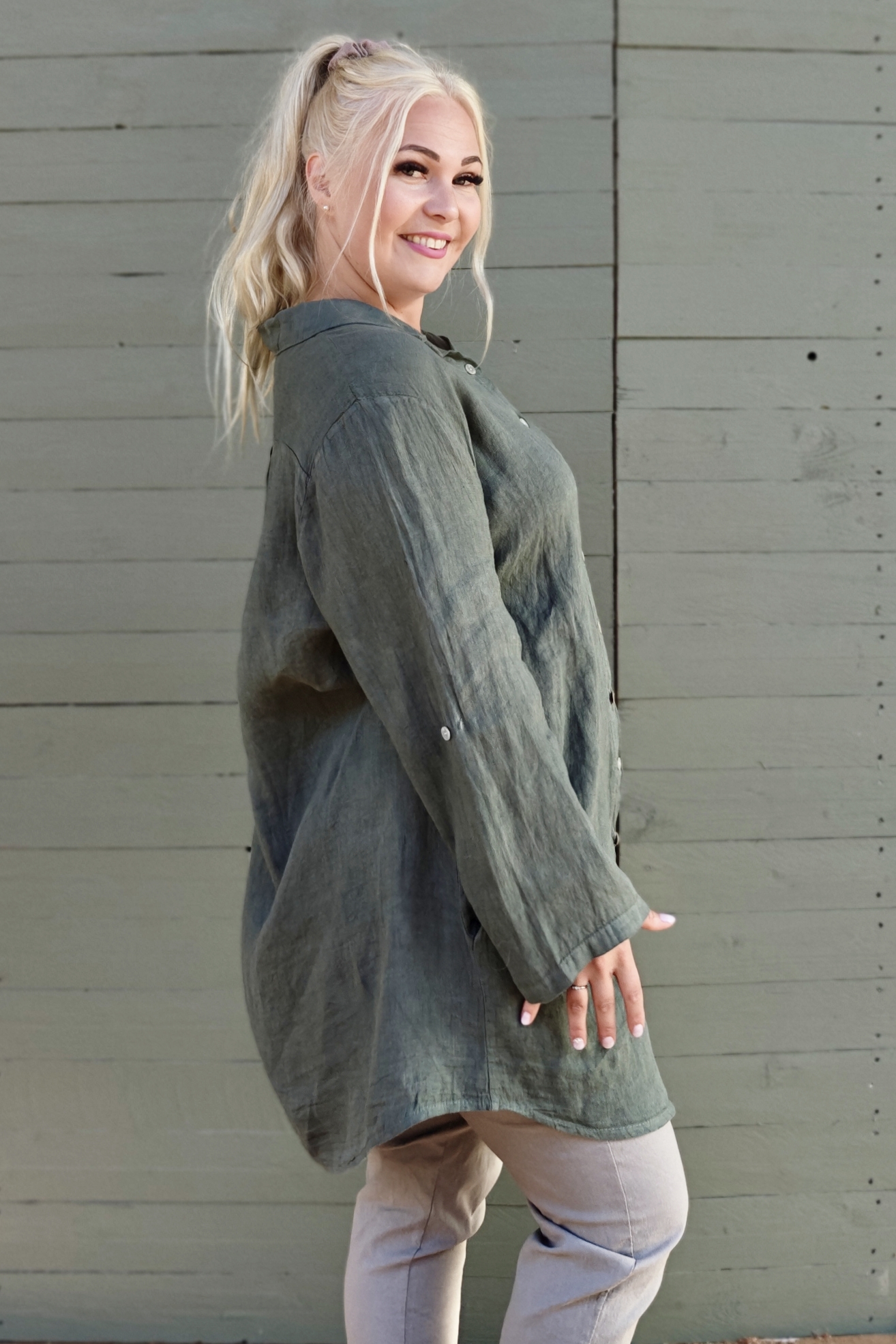 Lulu pellavapaita, khakivihreä 46/50 - Image 3