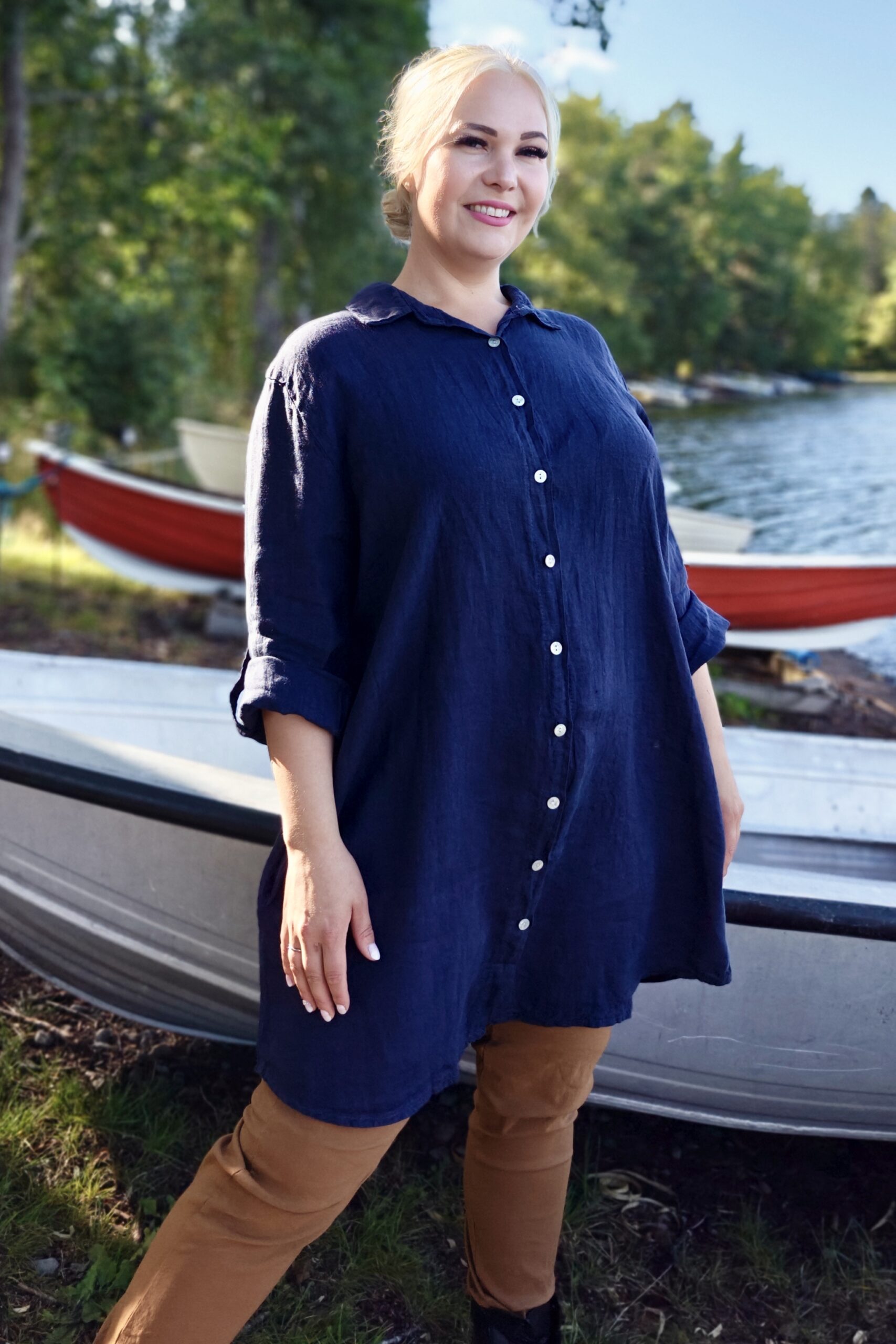 Pellavatehdas Lulu pellavatunika tummansininen