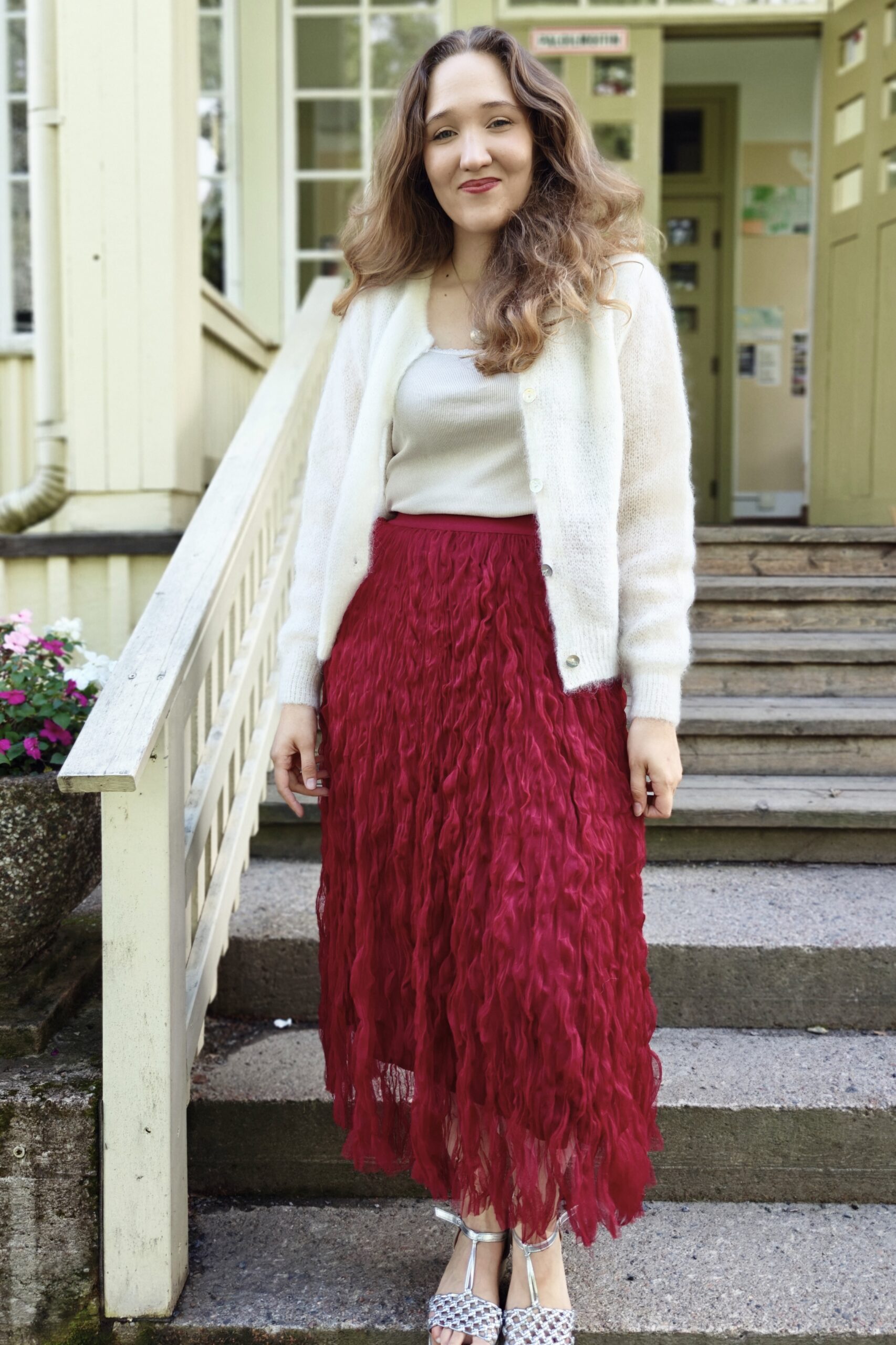 Pellavatehdas Araminta neuletakki luonnonvalkoinen