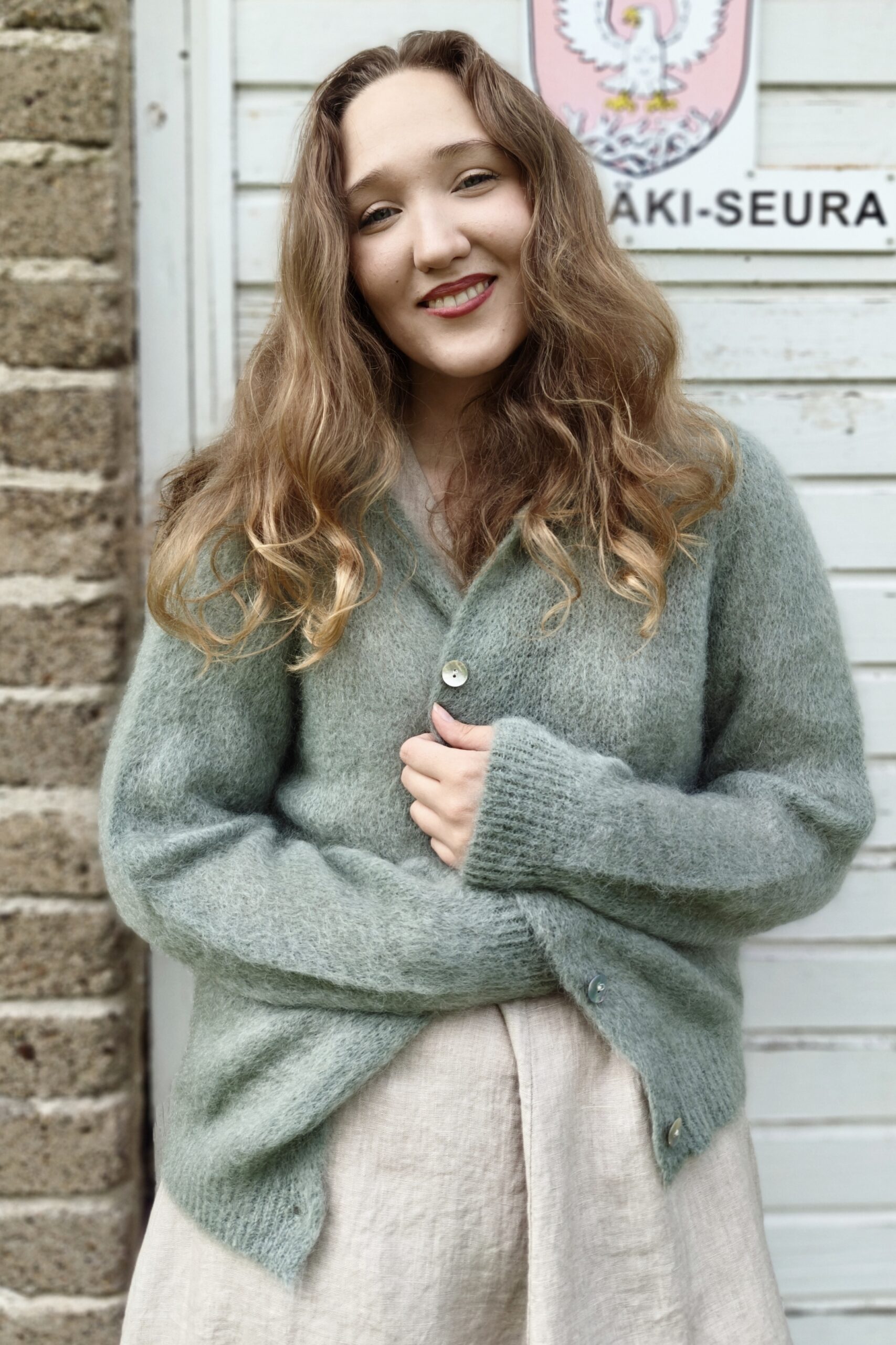 Pellavatehdas Araminta neuletakki vedenvihreä