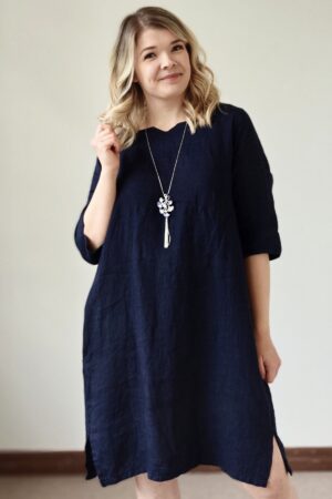 Pellavatehdas Francesca pellavamekko tummansininen