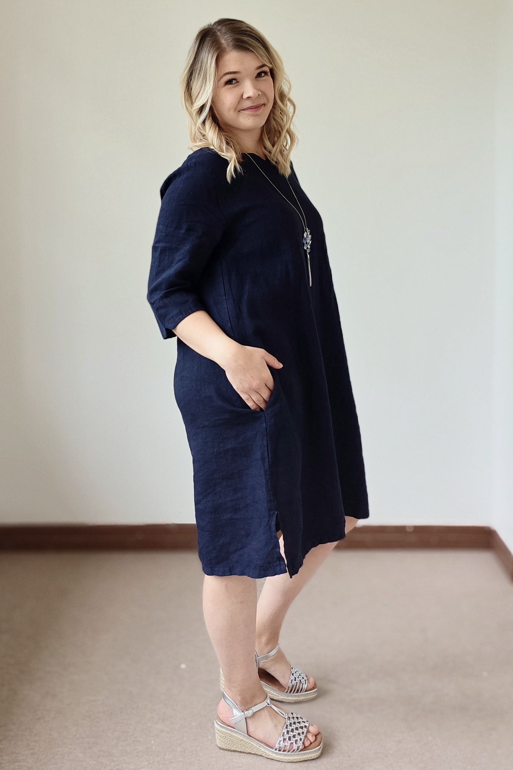 Francesca pellavamekko/tunika, tummansininen - Image 3