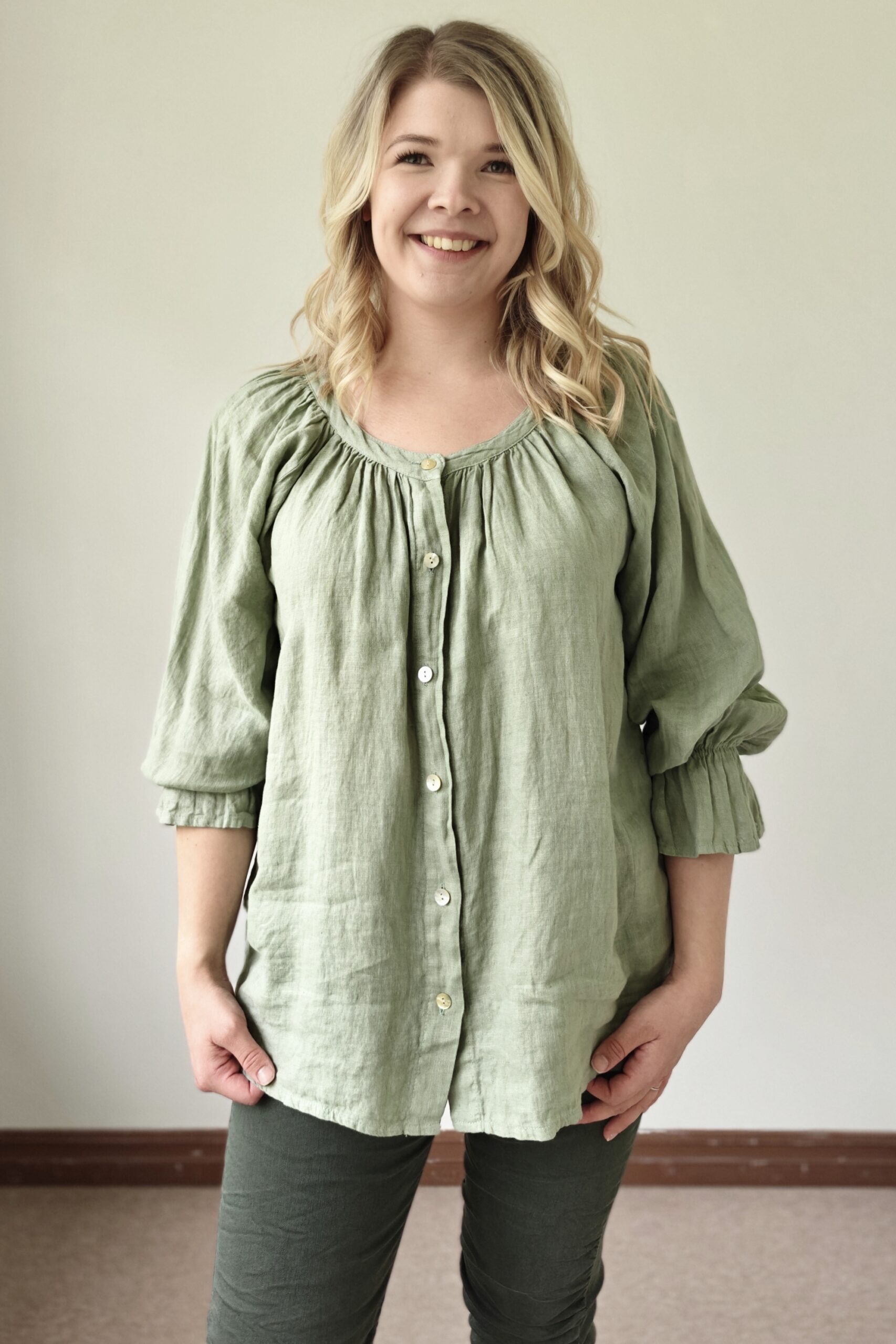   Pellavatehdas Klara pellavapaita salvian vihreä