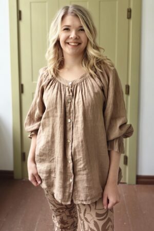   Pellavatehdas Klara pellavapaita kamelinruskea