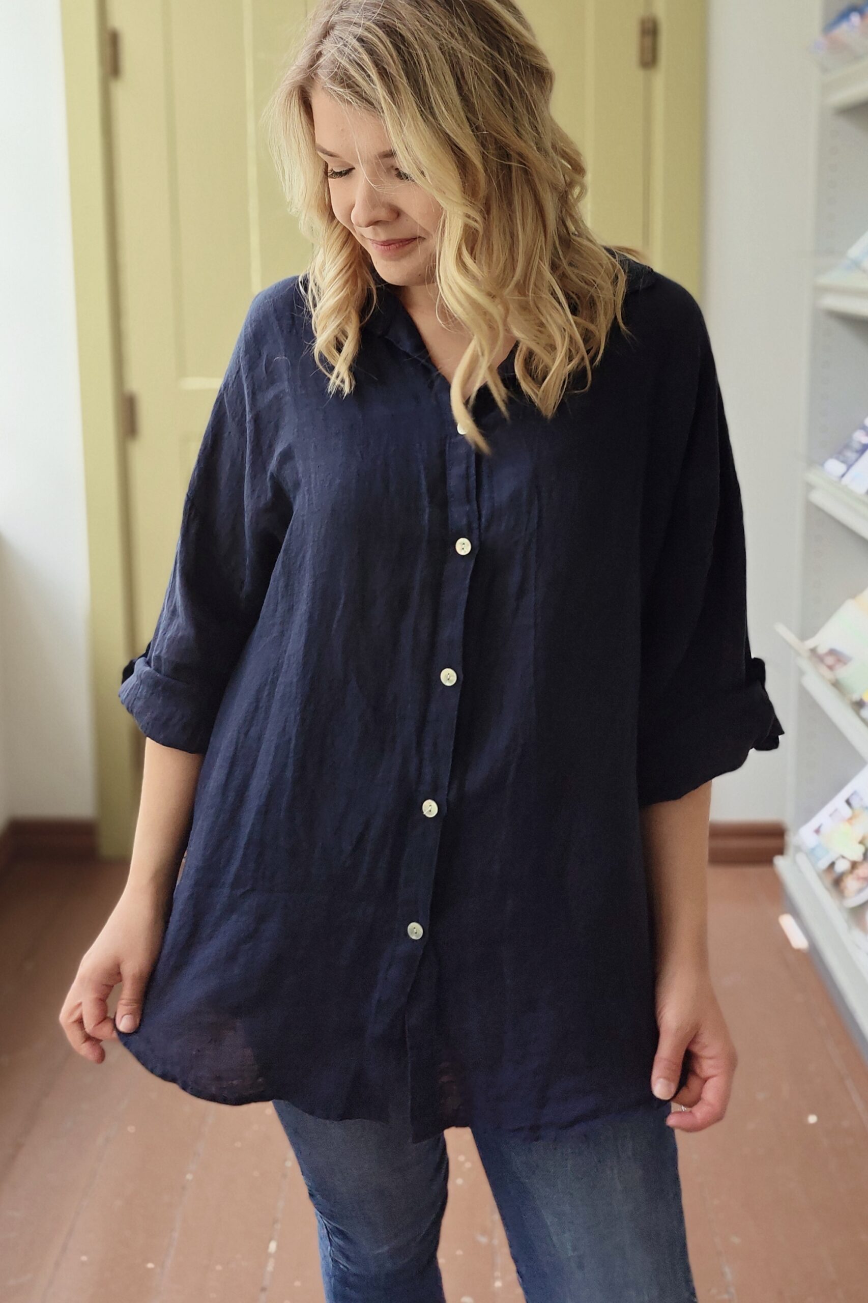 Lilli pellavapaita, tummansininen L/XL - Image 3