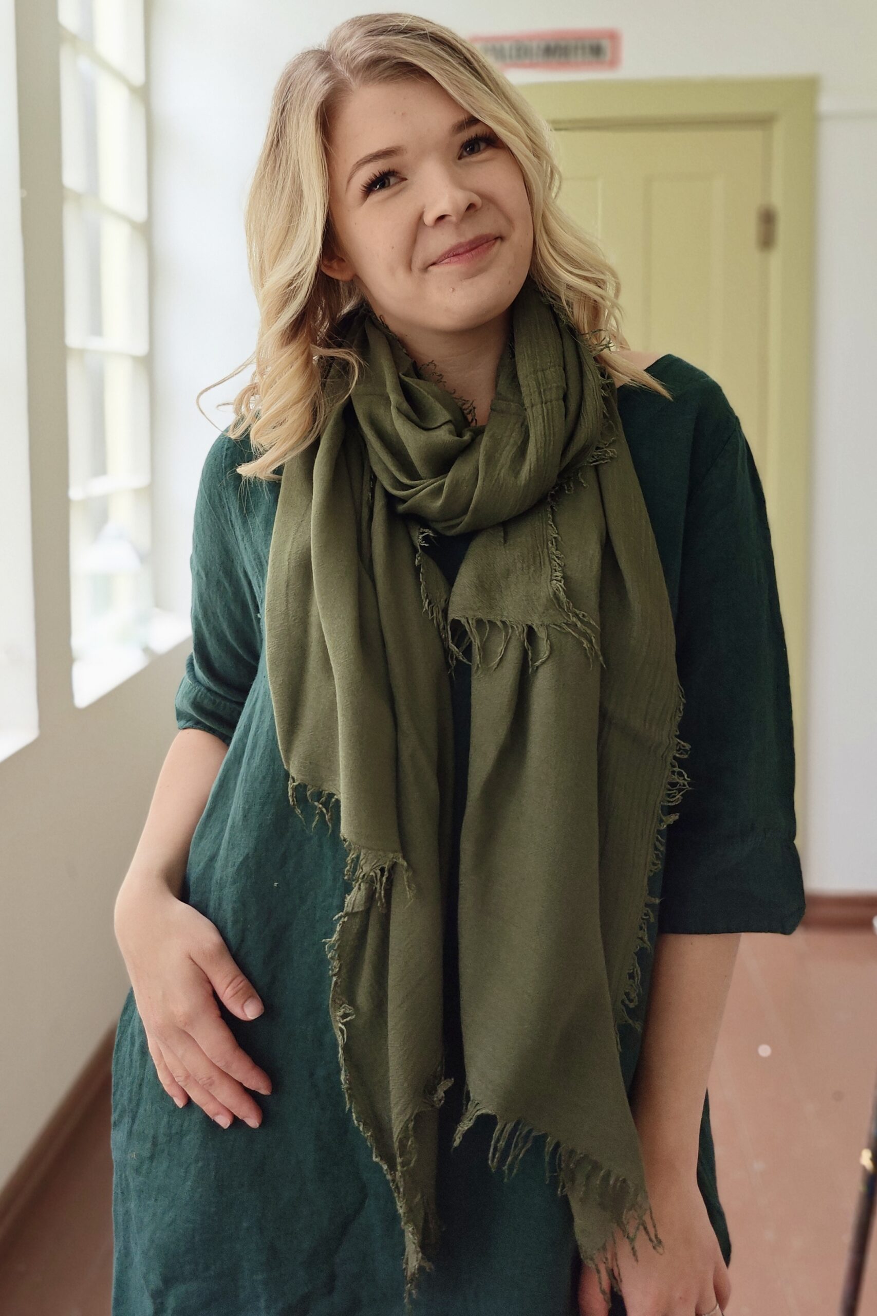 Pellavatehdas bambuhuivi maastonvihreä