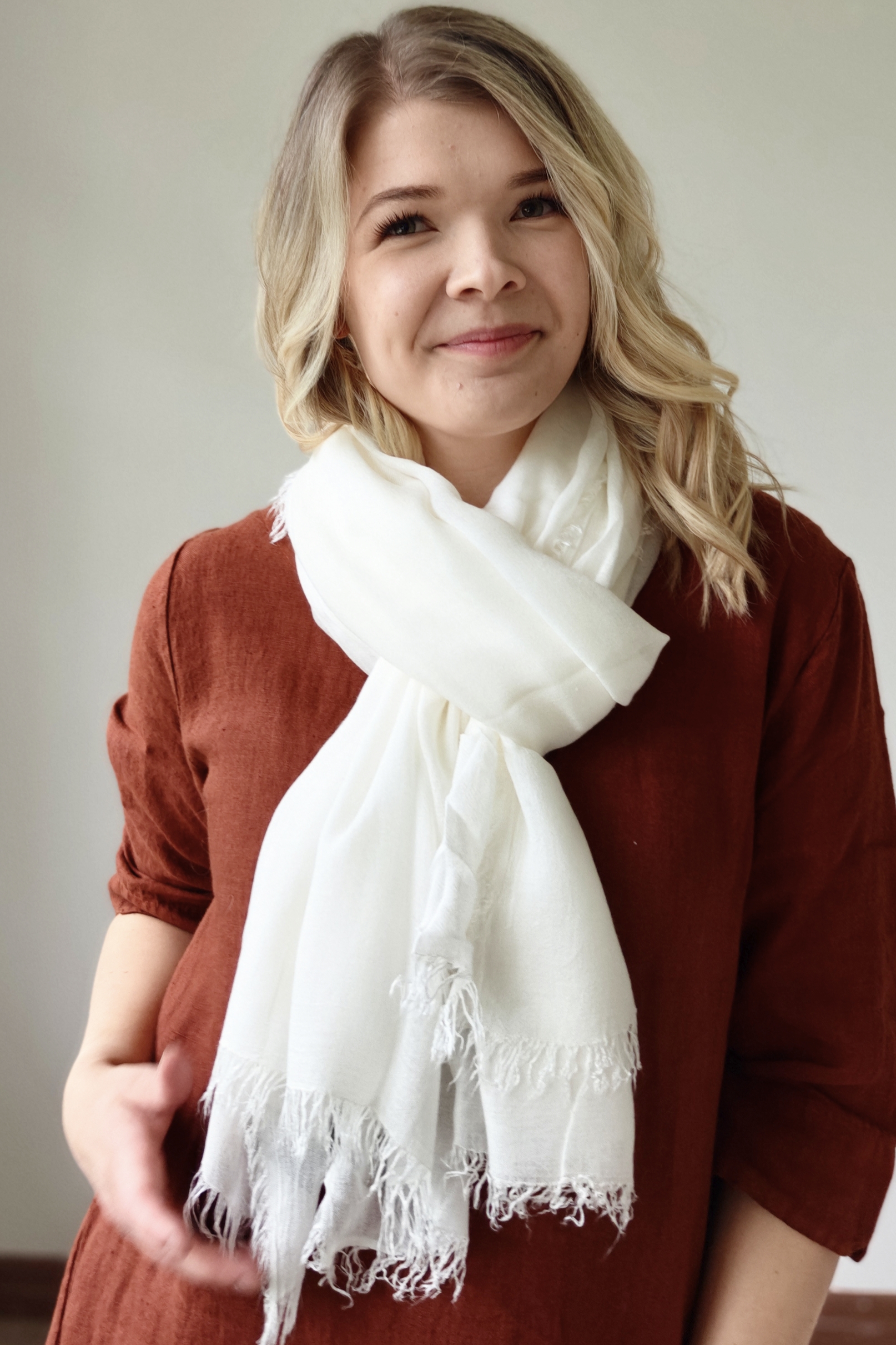 Pellavatehdas bambuhuivi luonnonvalkoinen