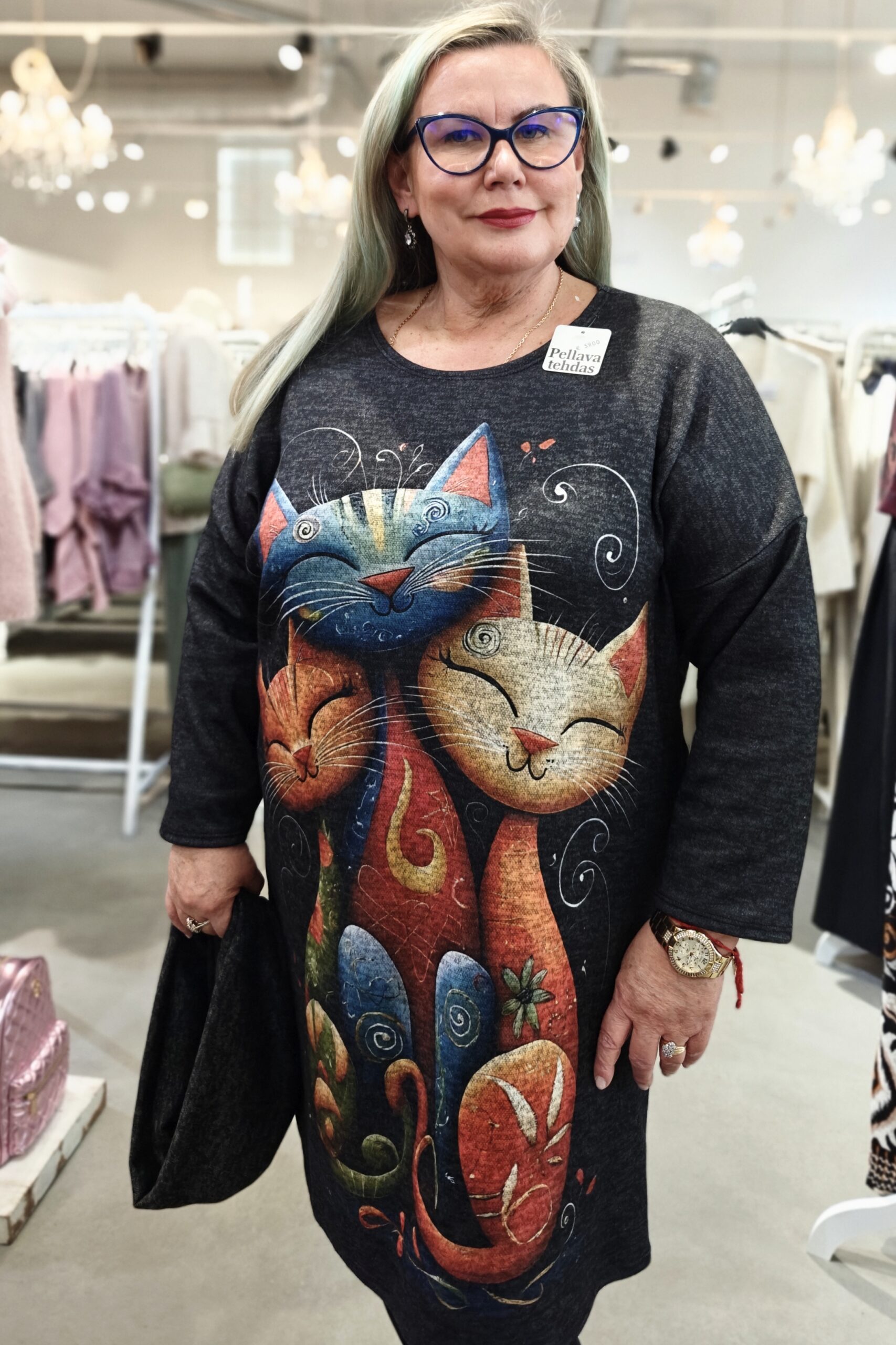 Pellavatehdas Happy cats viskoosimekko