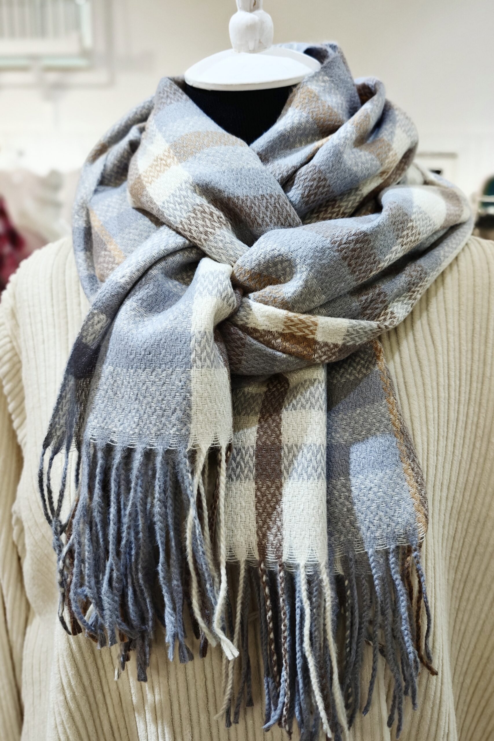 Disa talvihuivi sinisävyinen Pellavatehdas