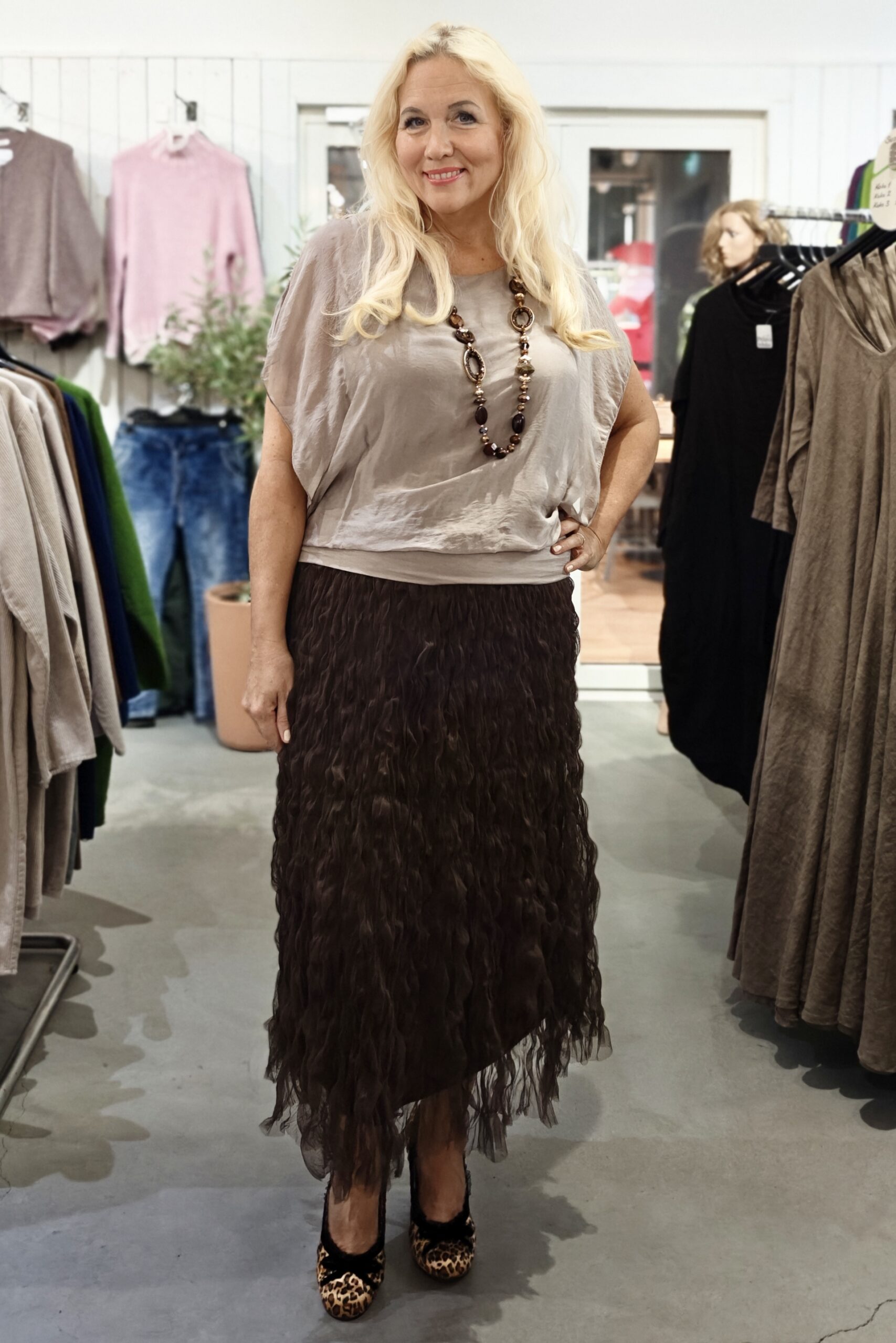 Selja silkkiviskoosi-pusero, kyyhkysenruskea 38/46 - Image 3