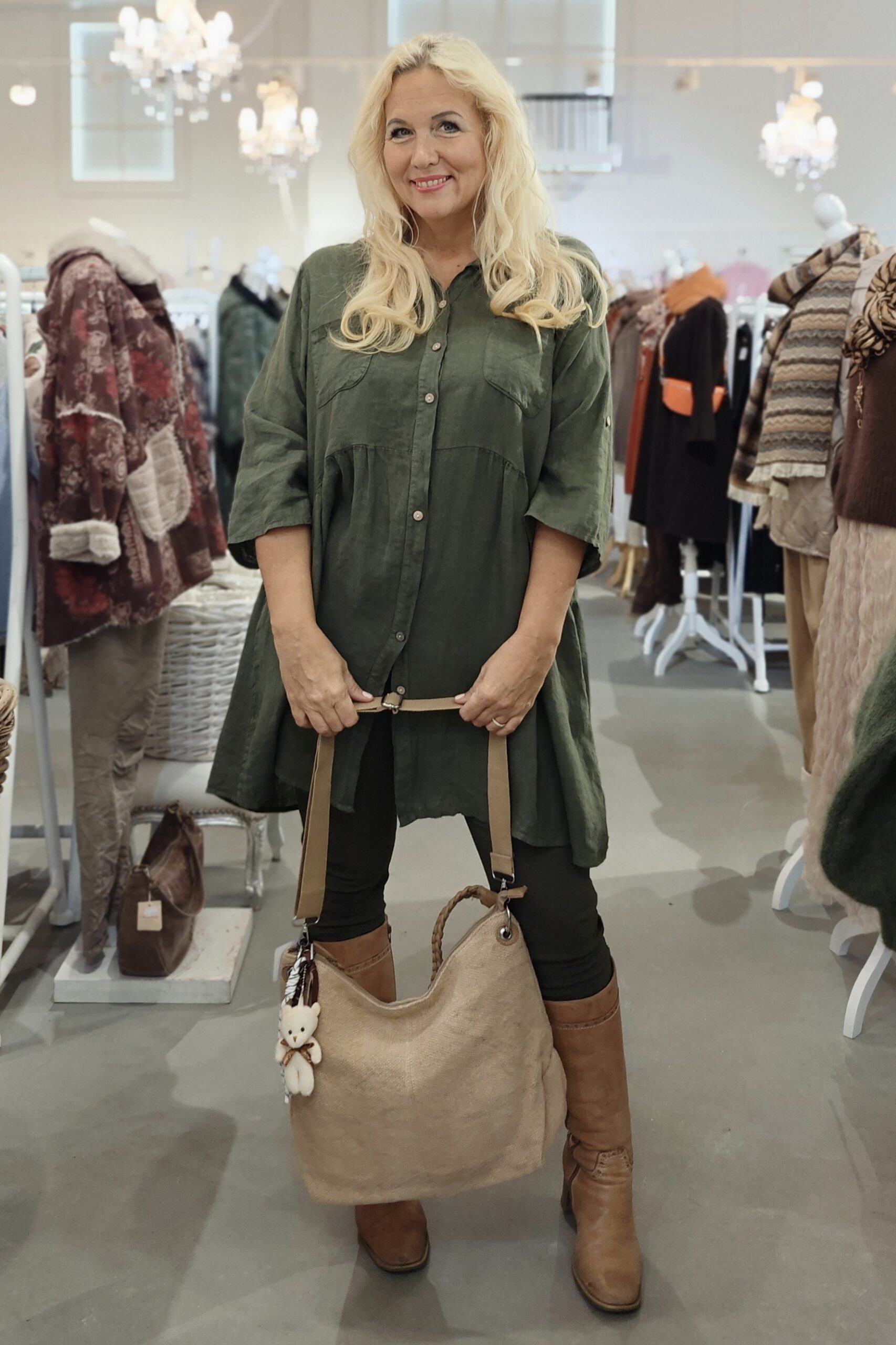 Pellavatehdas Nina pellavatunika metsänvihreä