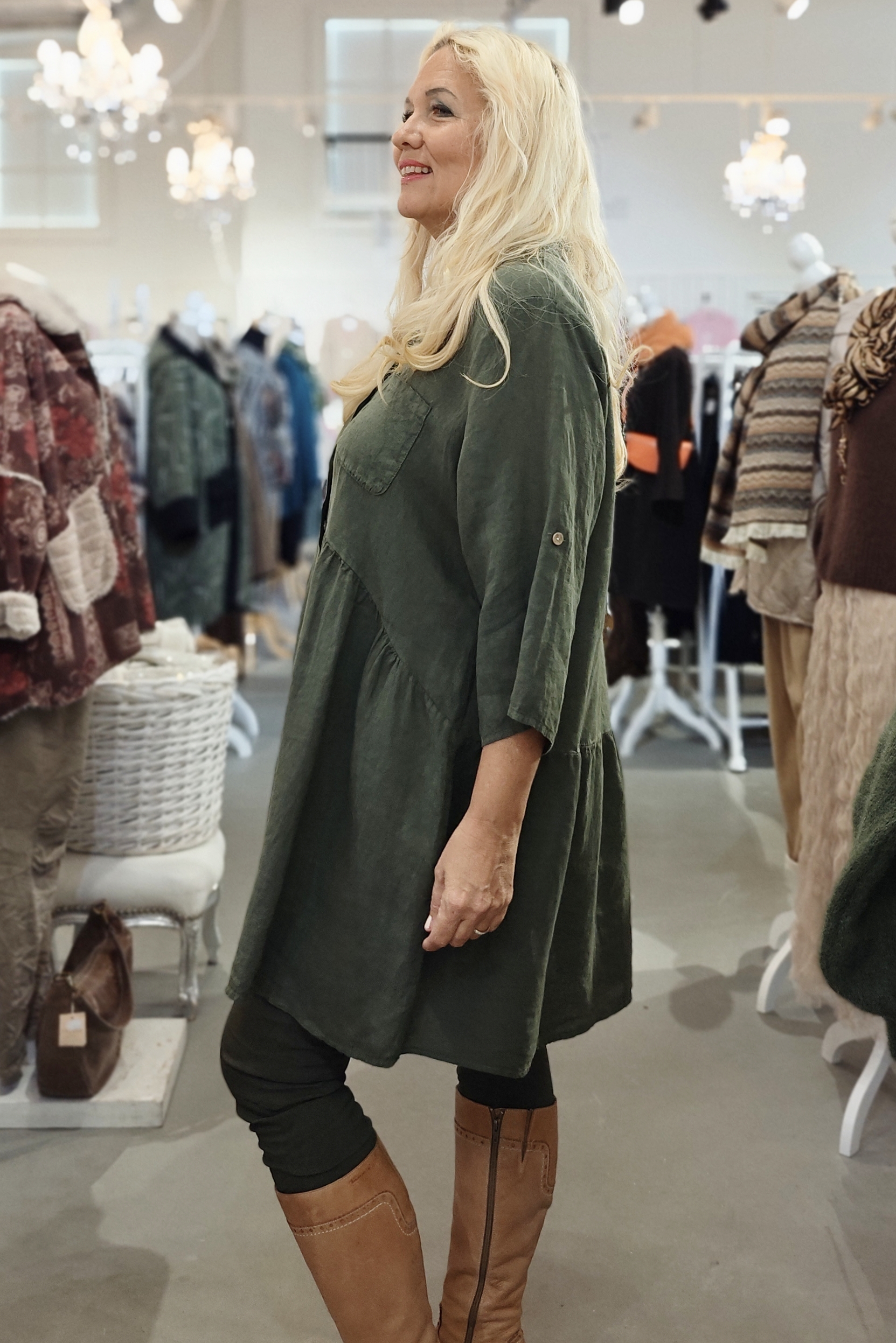 Nina pellavatunika, metsänvihreä 46/52 - Image 4