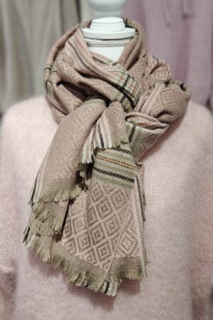 Pellavatehdas Amanda talvihuivi roosa/ruskea