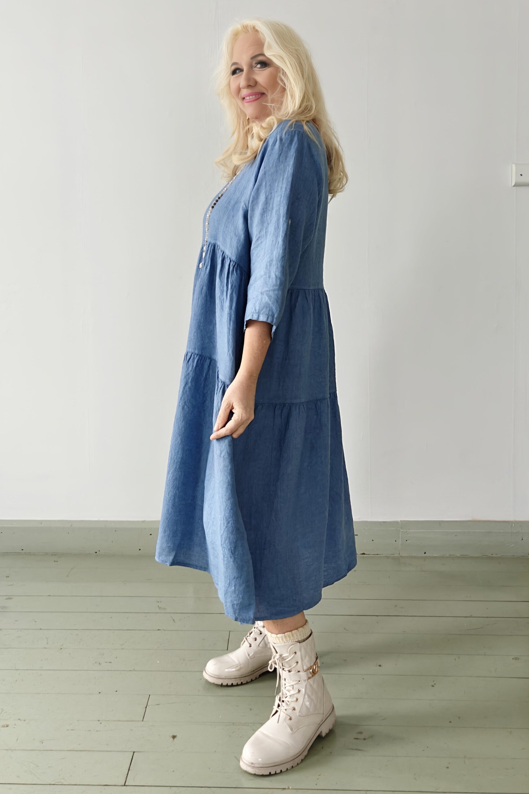 Joanna Plus frillamekko, farkunsininen 48/52 - Image 3