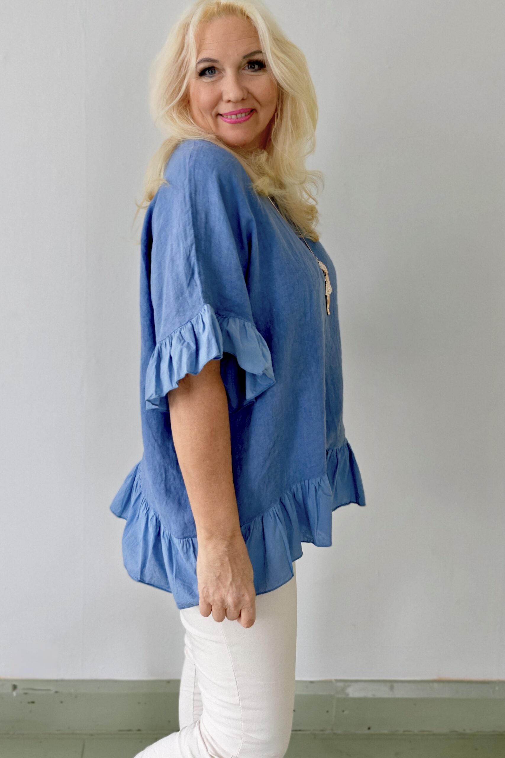 Katie frillatunika, farkunsininen XL/XXL - Image 3