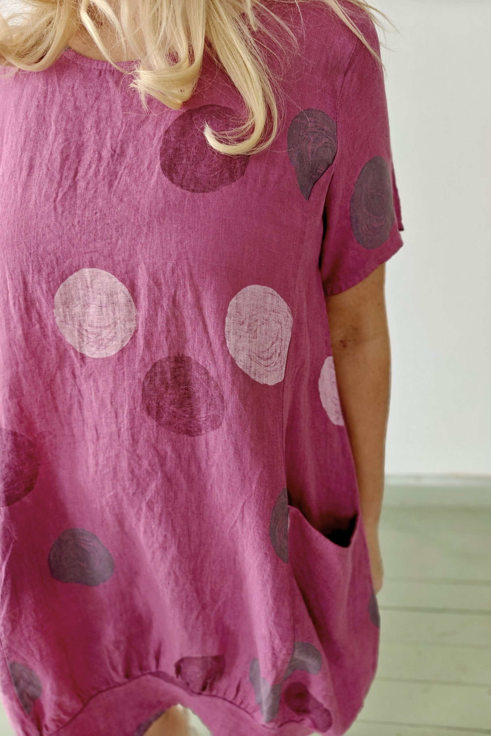 Palloset pellavamekko, marjapuuronpunainen L/XL - Image 3