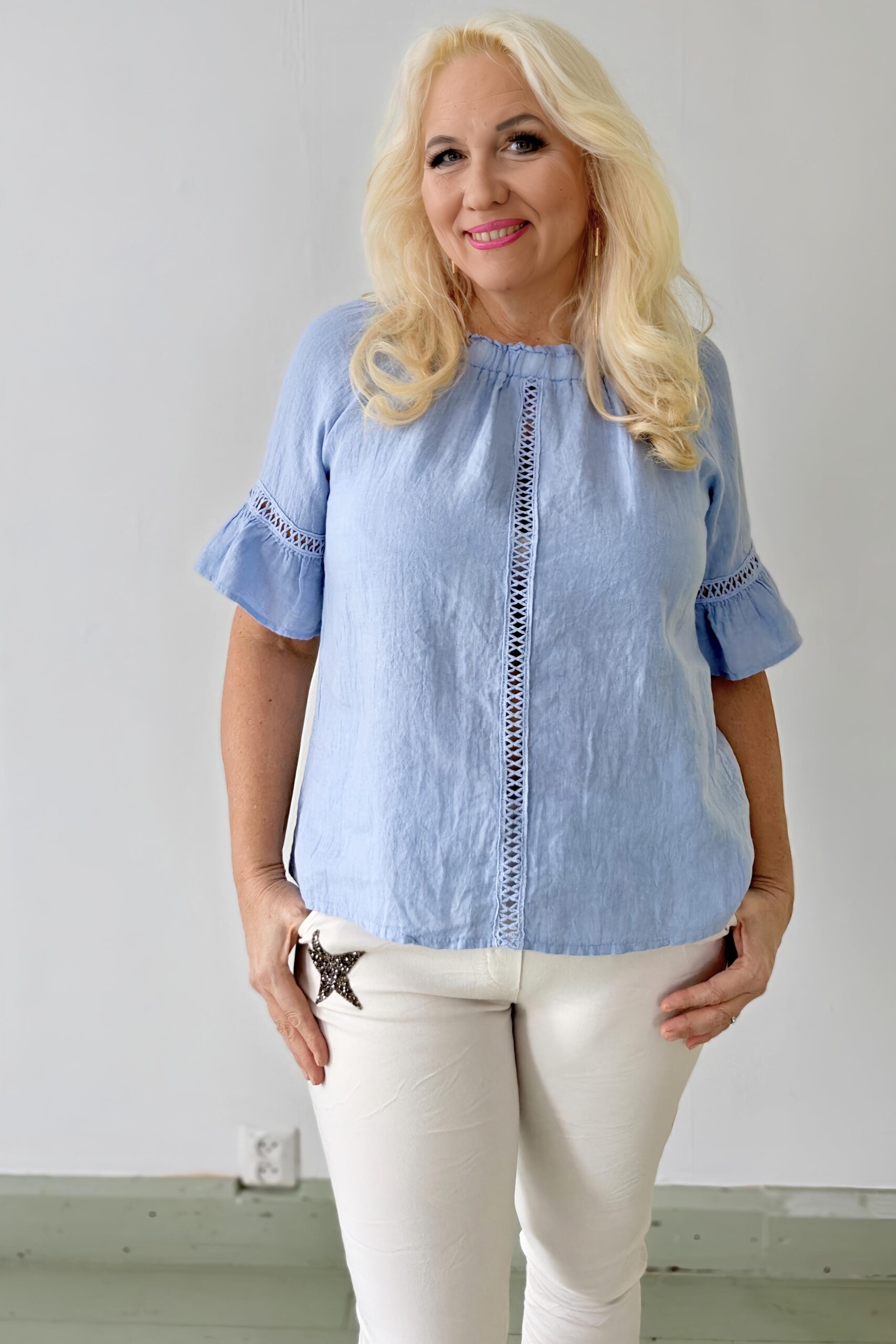 Heidi pellavapaita vaaleansininen Pellavatehdas