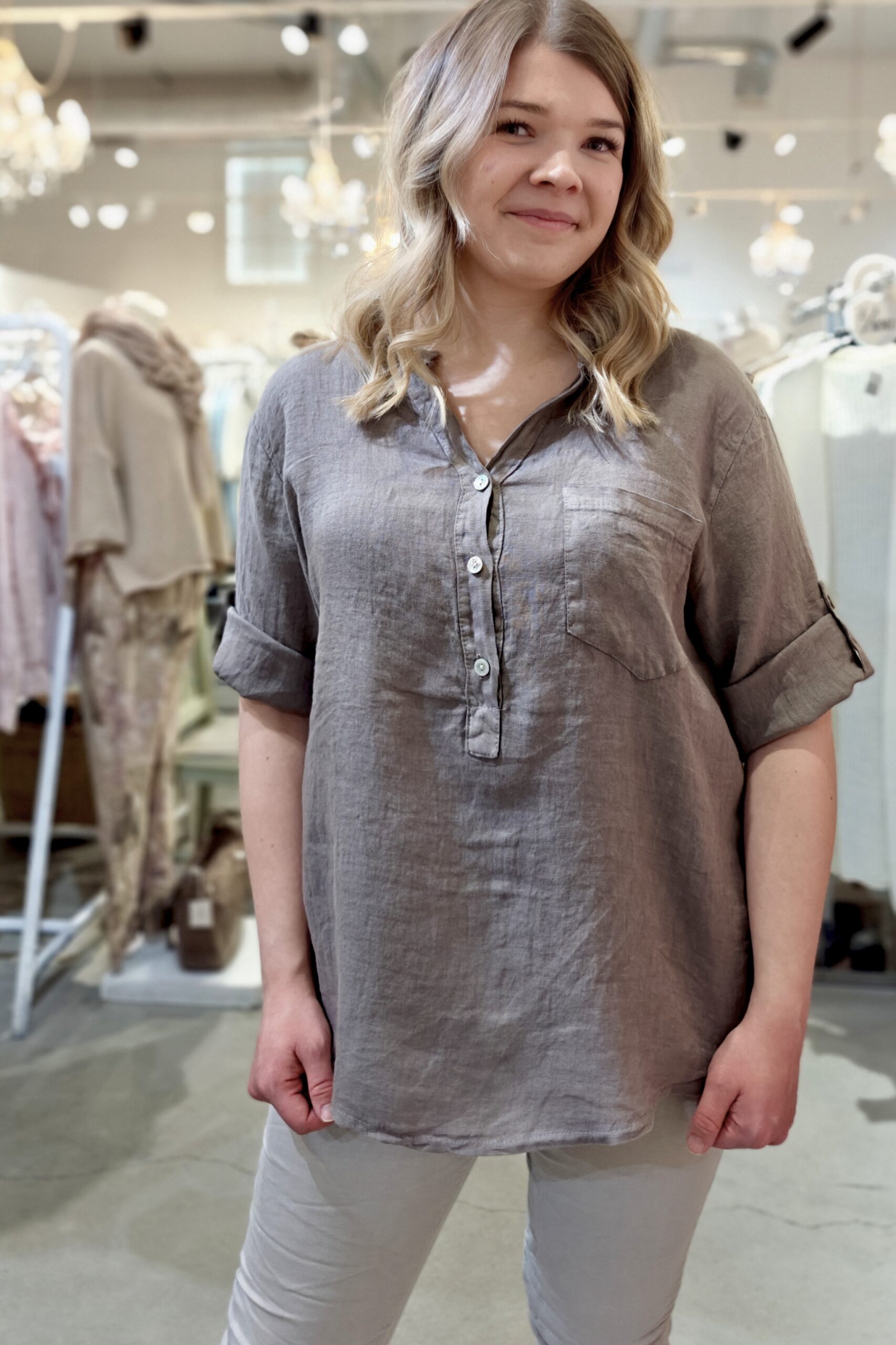 Rosa pellavapaitis kaakoaonruskea Pellavatehdas