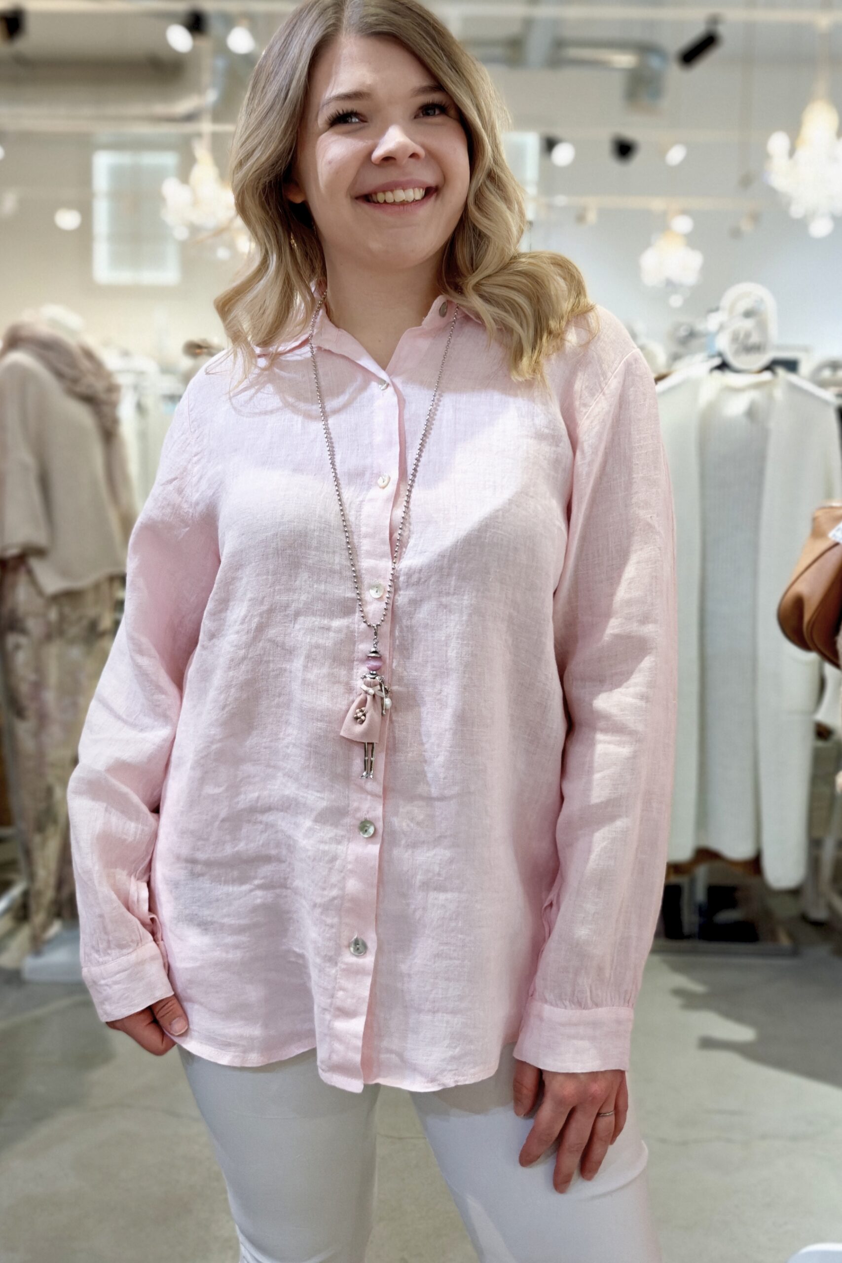 Noomi pellavapaita vaaleanpunainen Pellavatehdas