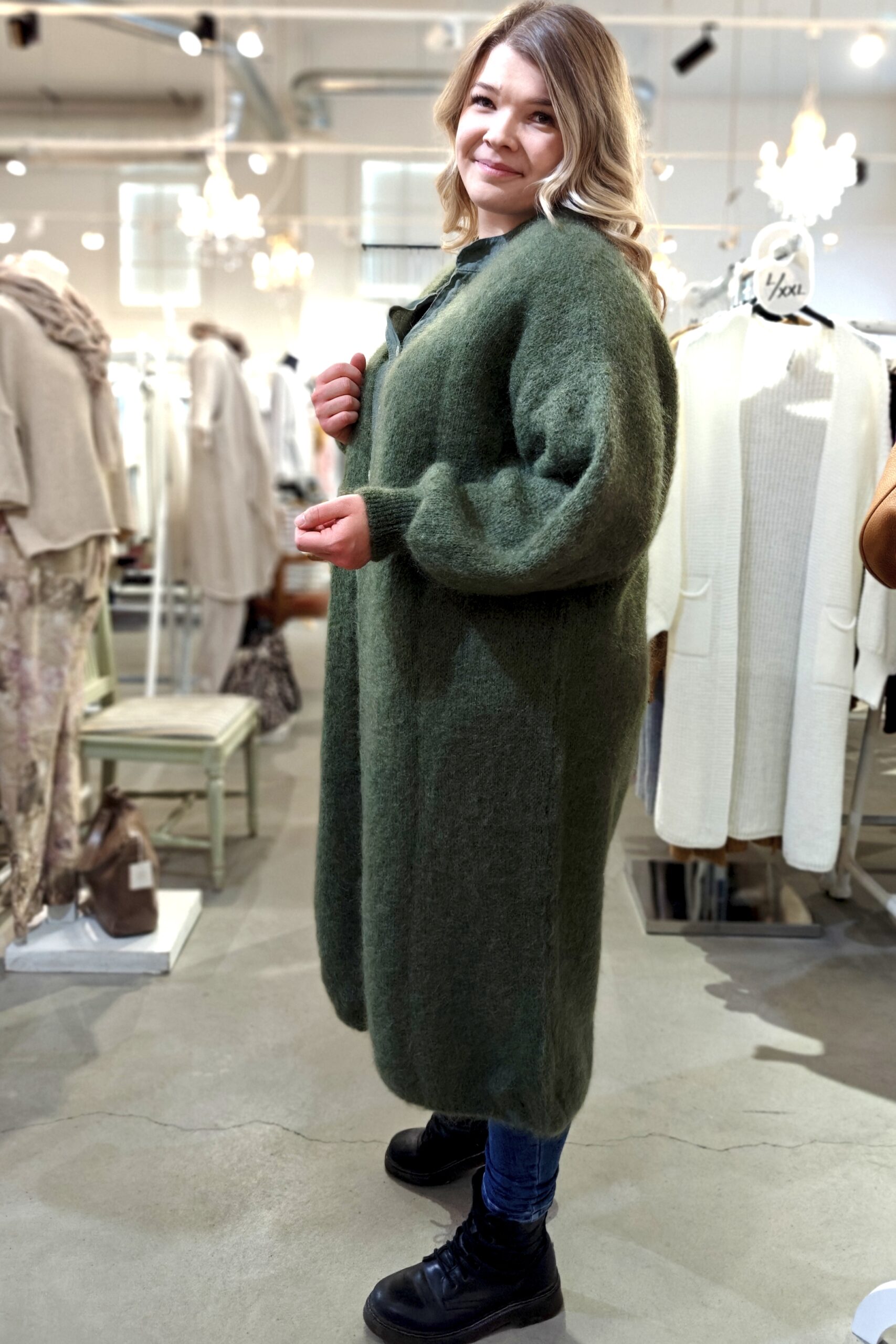 Hennie mohair-neuletakki, metsänvihreä XL/4XL - Image 3