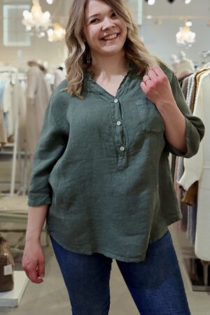 Rosa pellavapaitis maastonvihreä Pellavatehdas