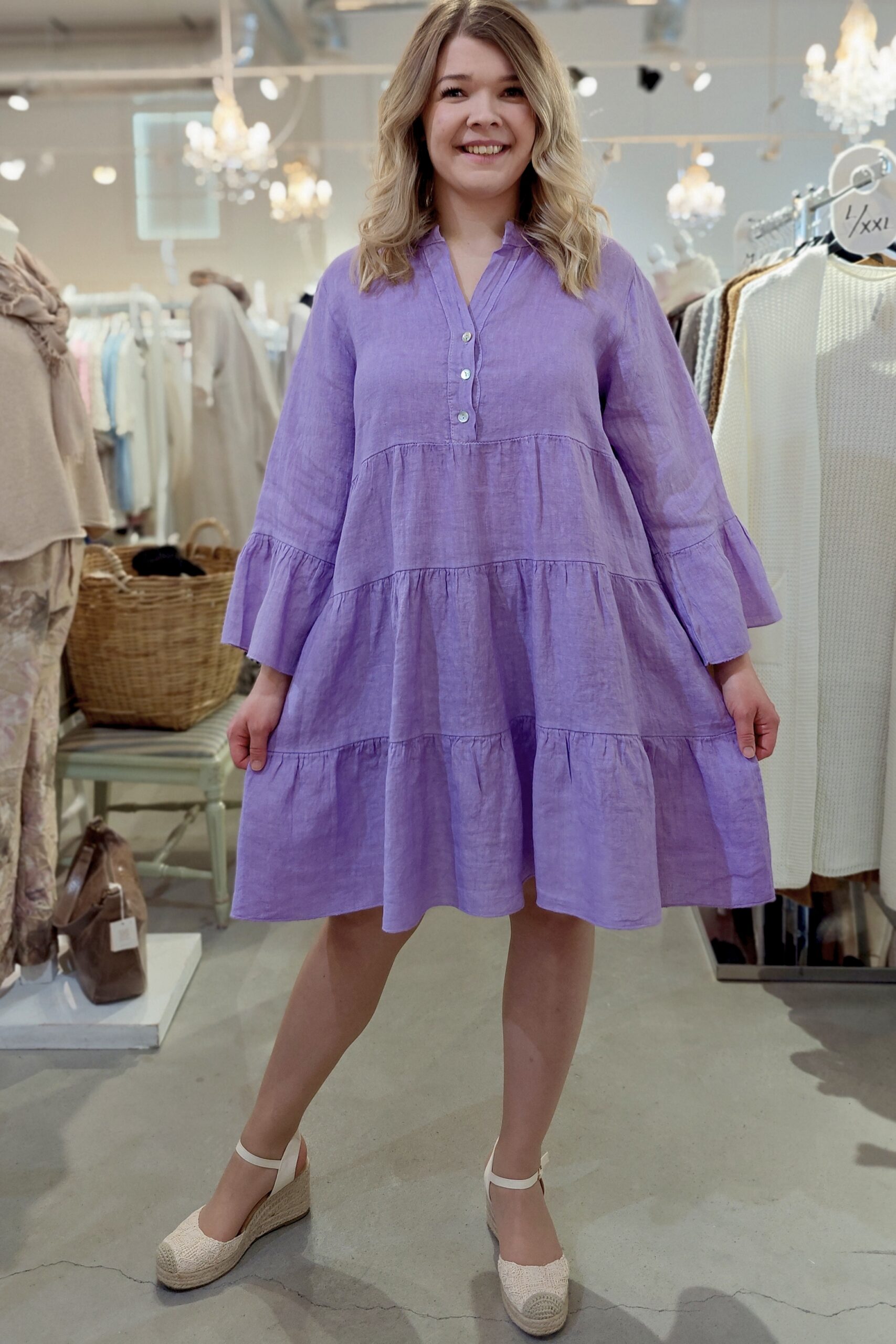 Karoliina frillatunika liila Pellavatehdas