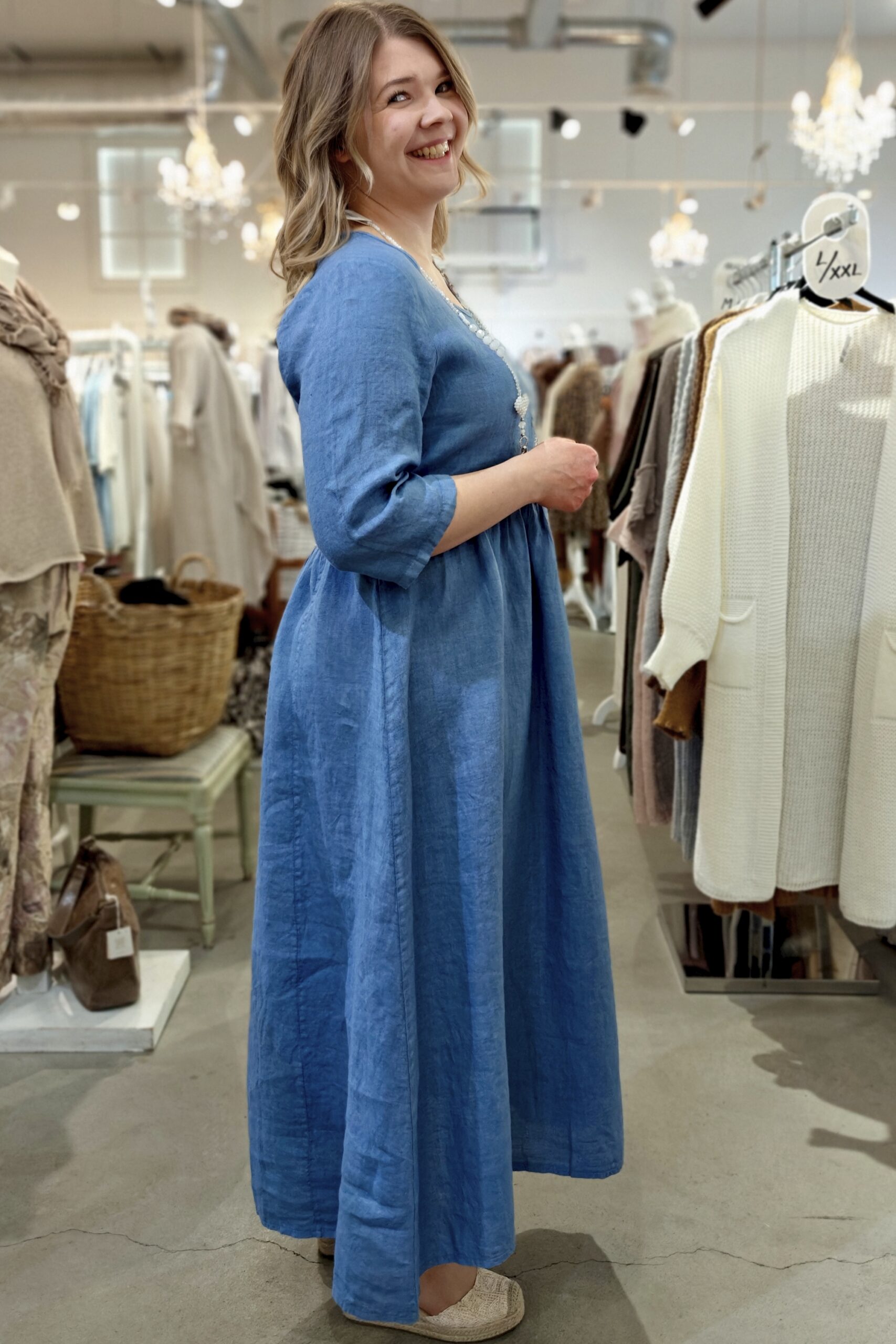 Nelma pellavamekko farkunsininen Pellavatehdas