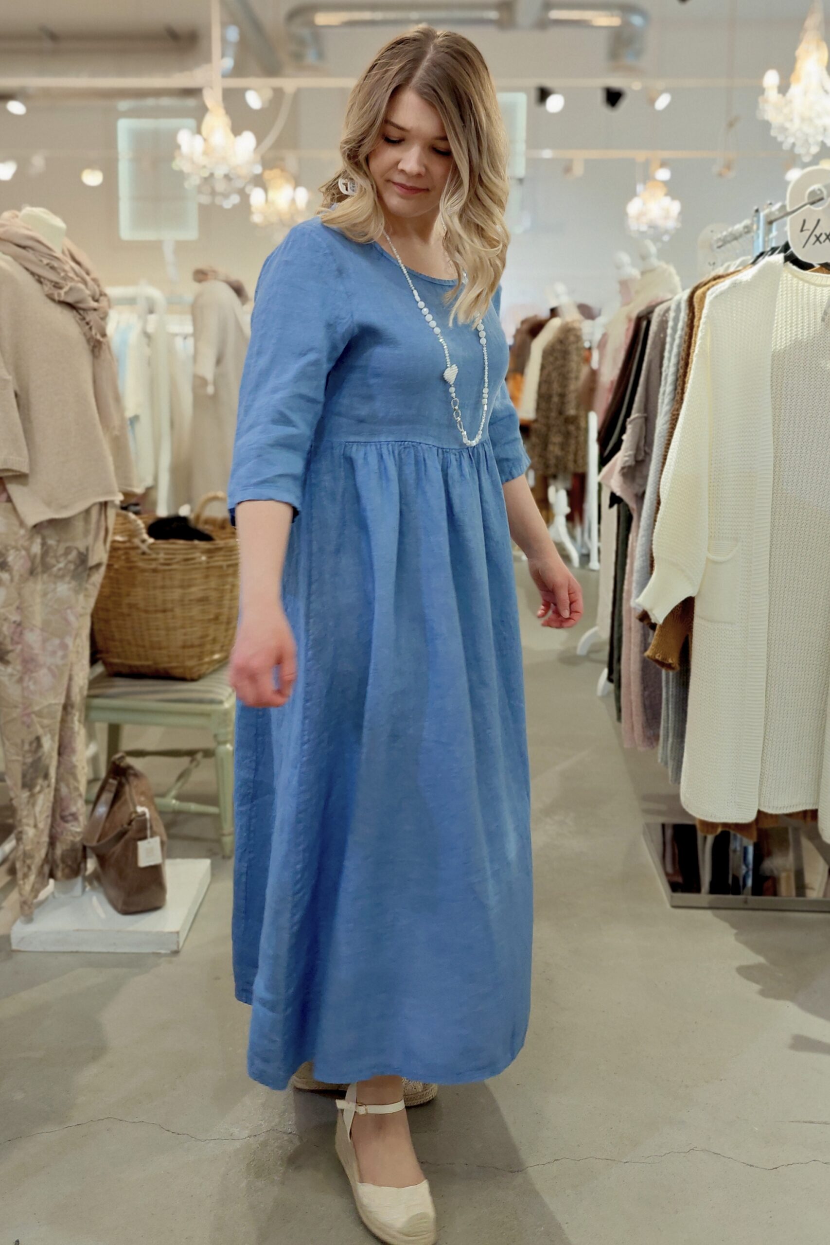 Nelma pellavamekko, farkunsininen 36/40 - Image 3