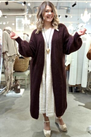 Hennie mohairneuletakki tummanruskea Pellavatehdas