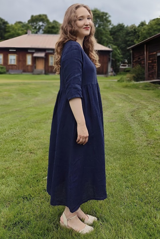 Nelma pellavamekko, tummansininen 36/40 - Image 3