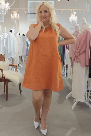 Olivia pellavamekko oranssi Pellavatehdas