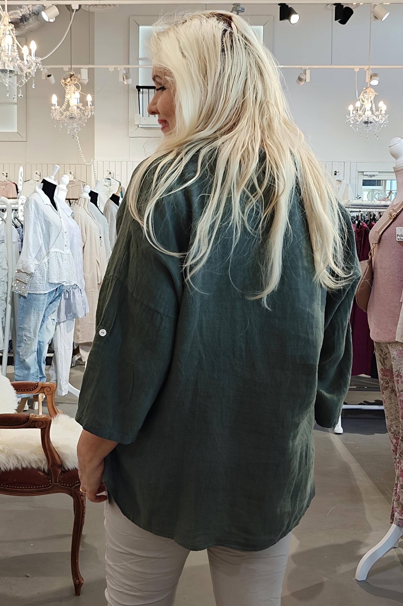 Venla pellavapaita, maastonvihreä 46/50 - Image 3