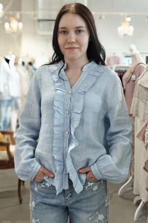 Pellavatehdas Saaga pellavapaita vaaleansininen