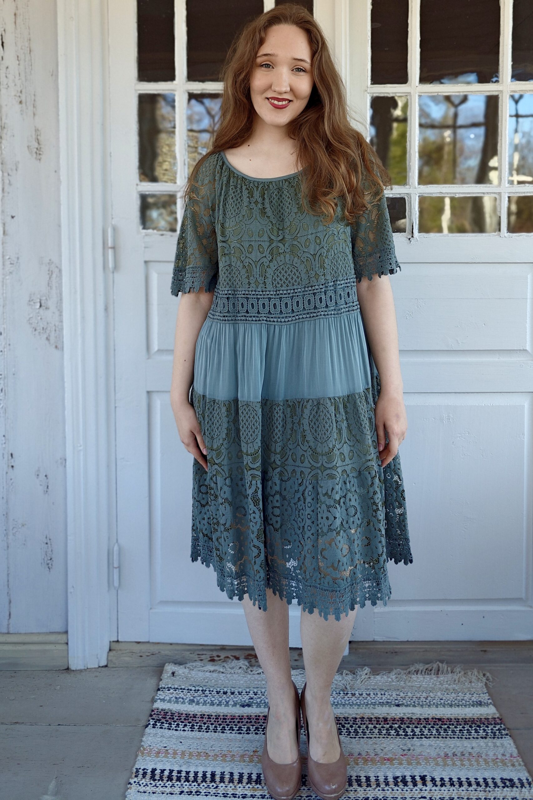 Pellavatehdas Brita pitsimekko khakivihreä