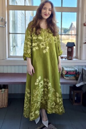 Bella pellavamekko murrettu vihreä Pellavatehdas