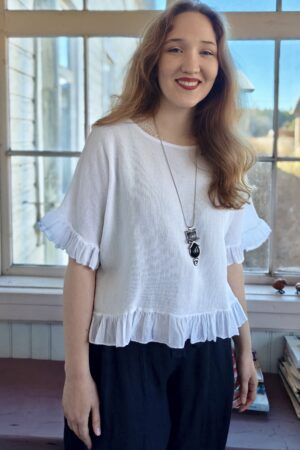 Peppi frillapaita valkoinen Pellavatehdas