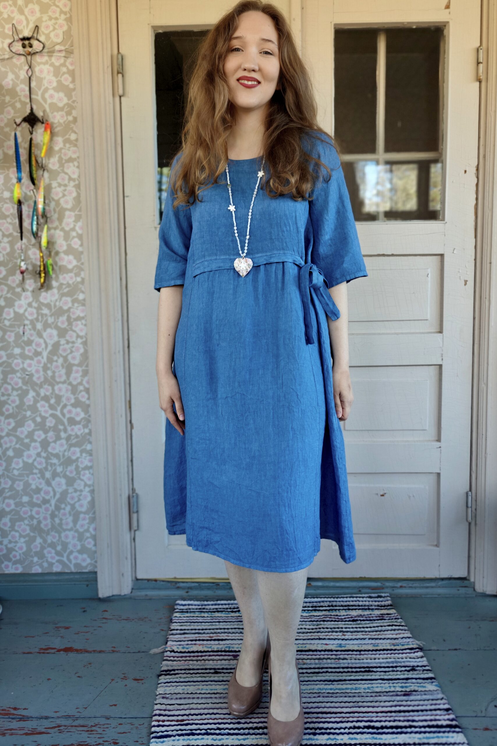 Pellavatehdas Milena pellavamekko farkunsininen