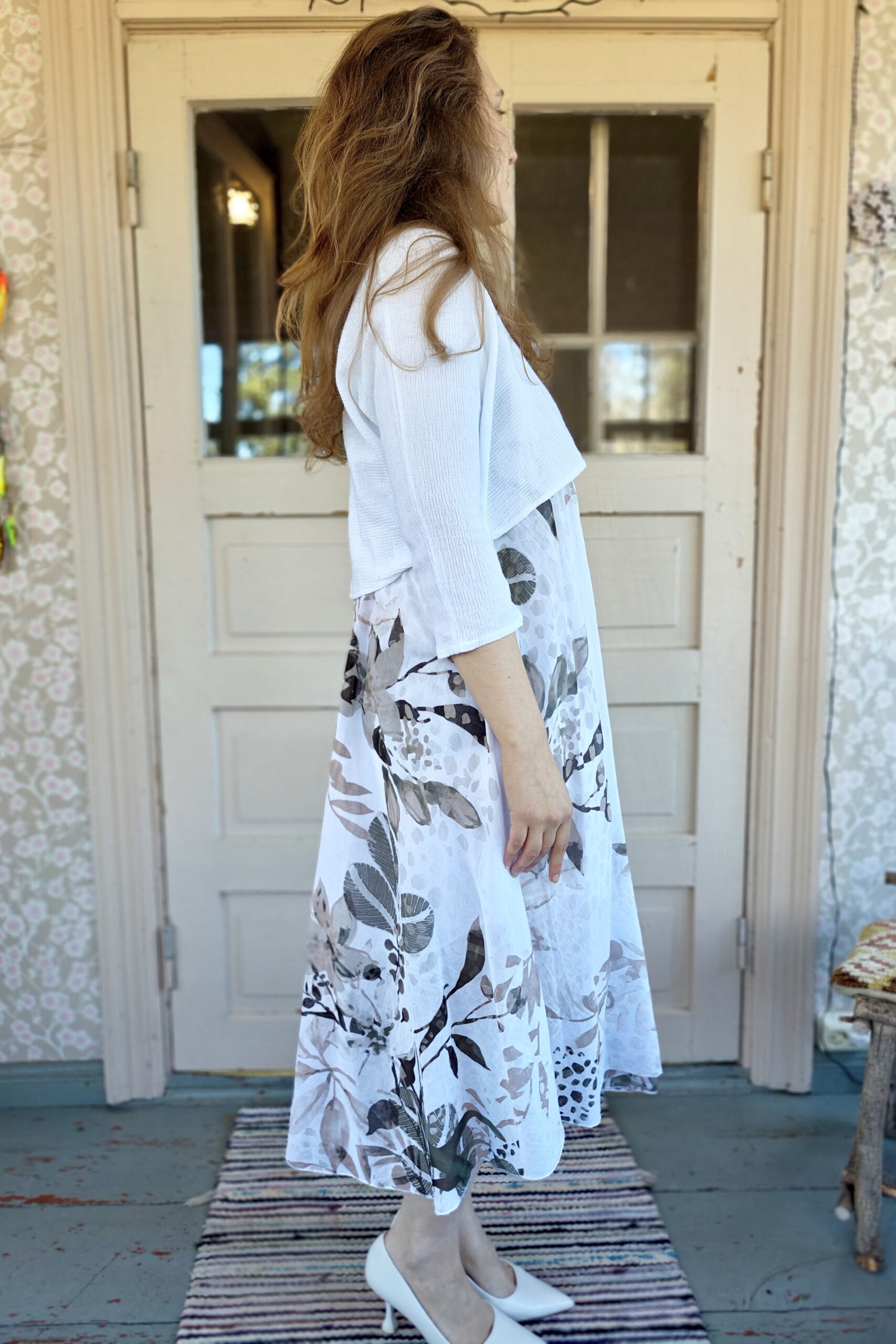 Pellavatehdas Aurelia puuvillamekko valkoinen