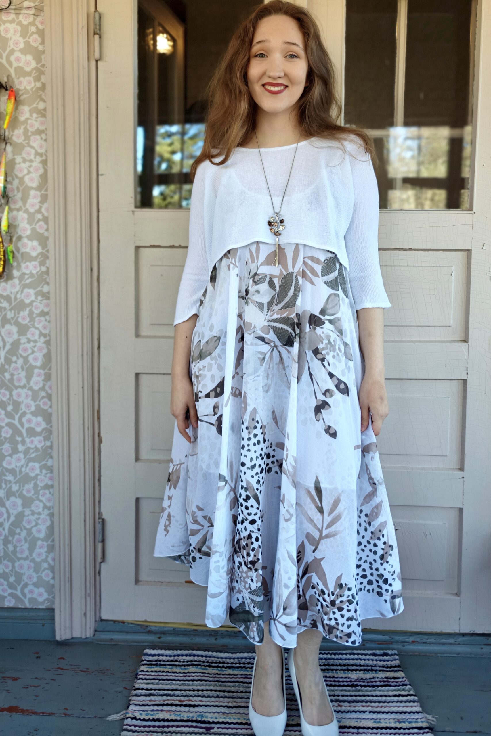 Pellavatehdas Aurelia puuvillamekko valkoinen