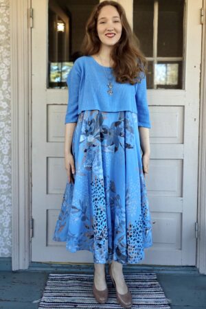 Pellavatehdas Aurelia puuvillamekko sininen