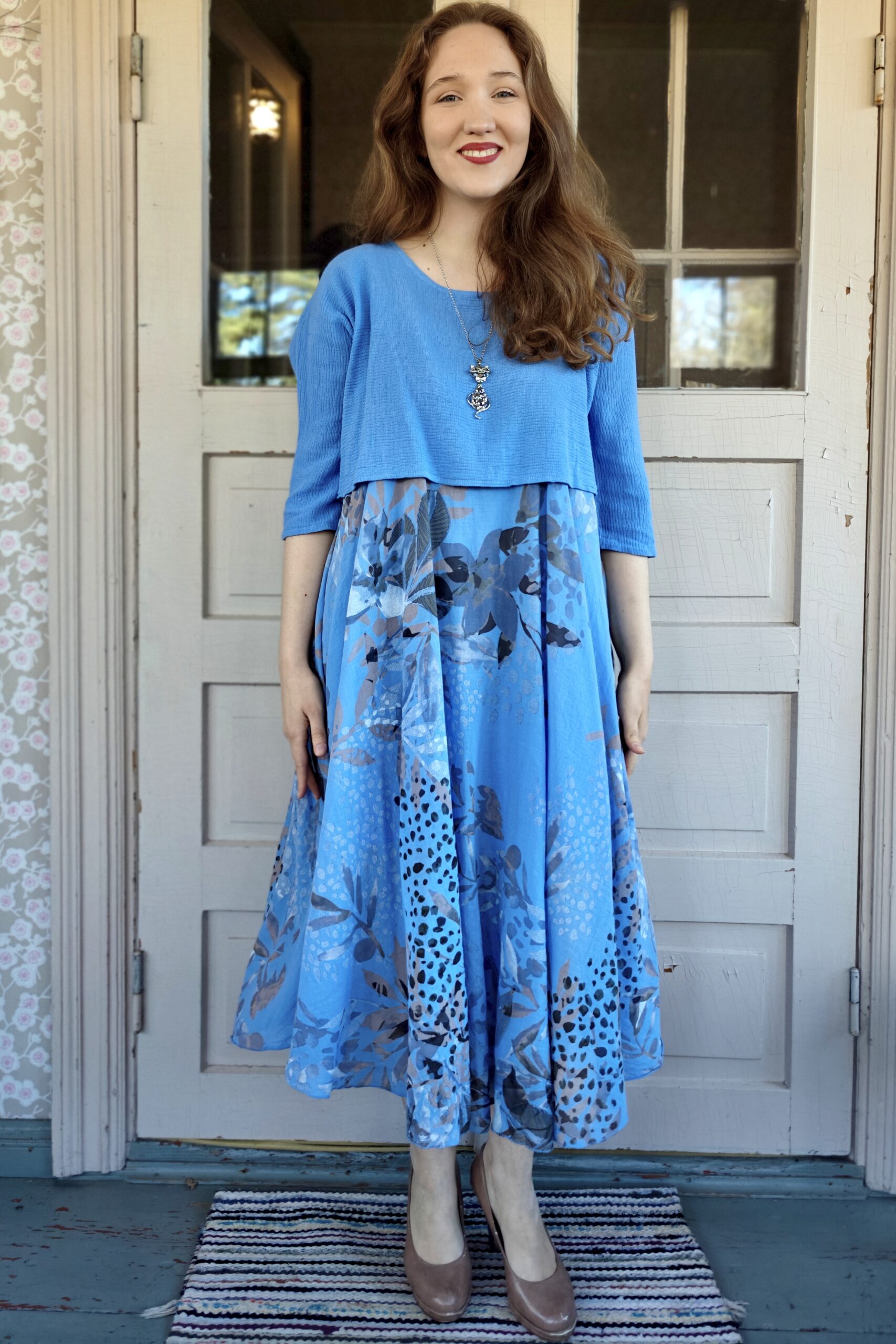 Pellavatehdas Aurelia puuvillamekko sininen