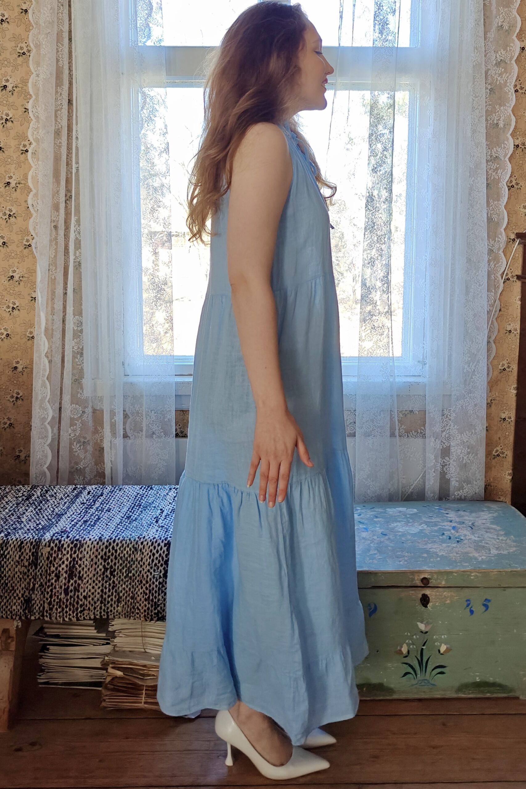 Pellavatehdas Chic pellavamekko vaaleansininen