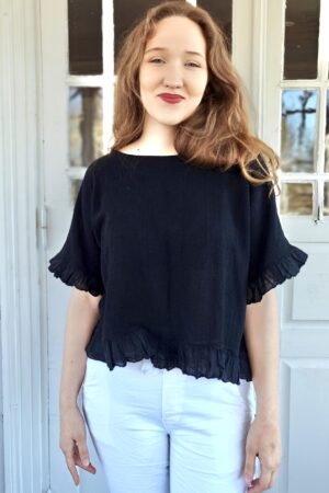 Pellavatehdas Peppi frillapaita musta