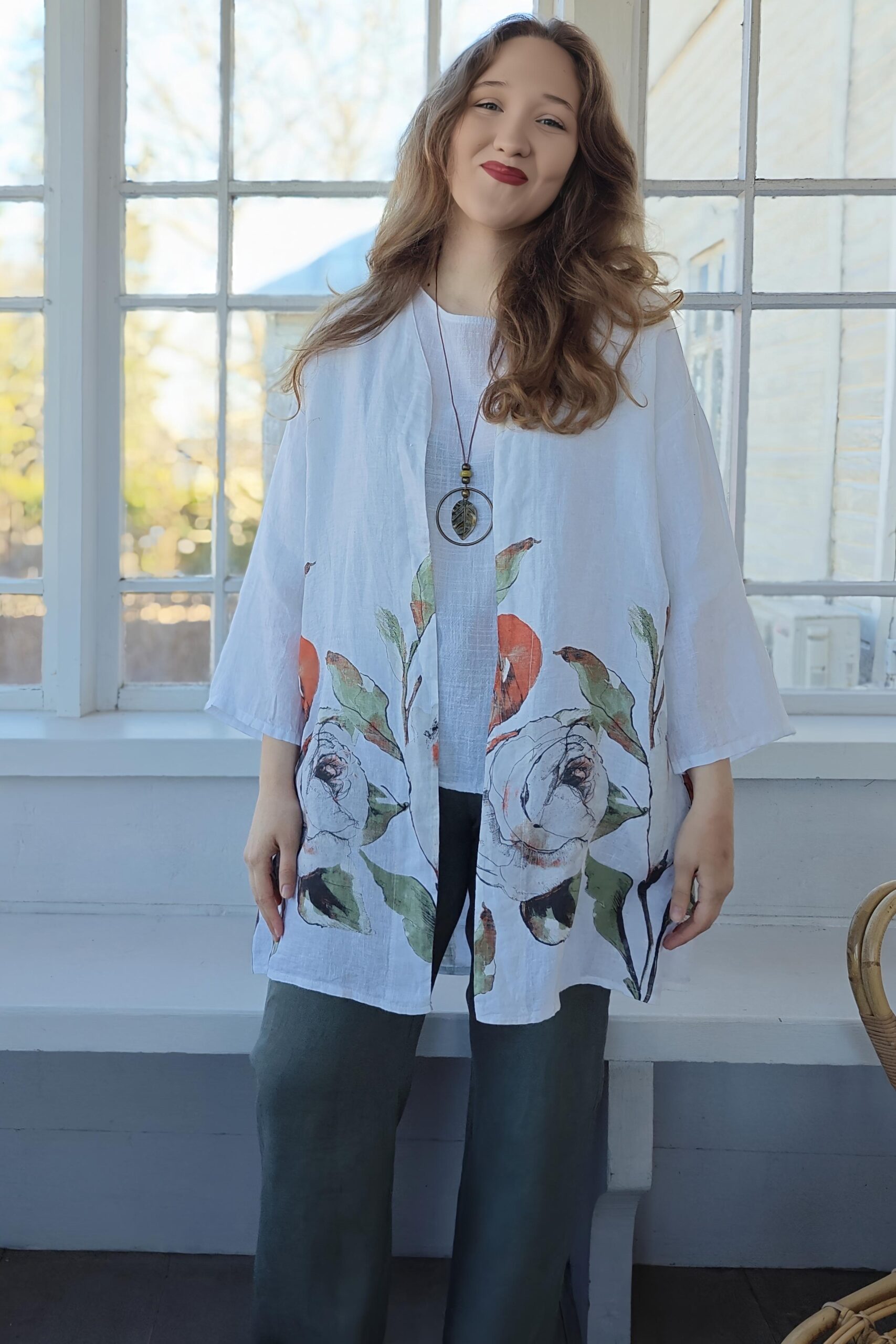 Ellen pellavajakku valkoinen Pellavatehdas